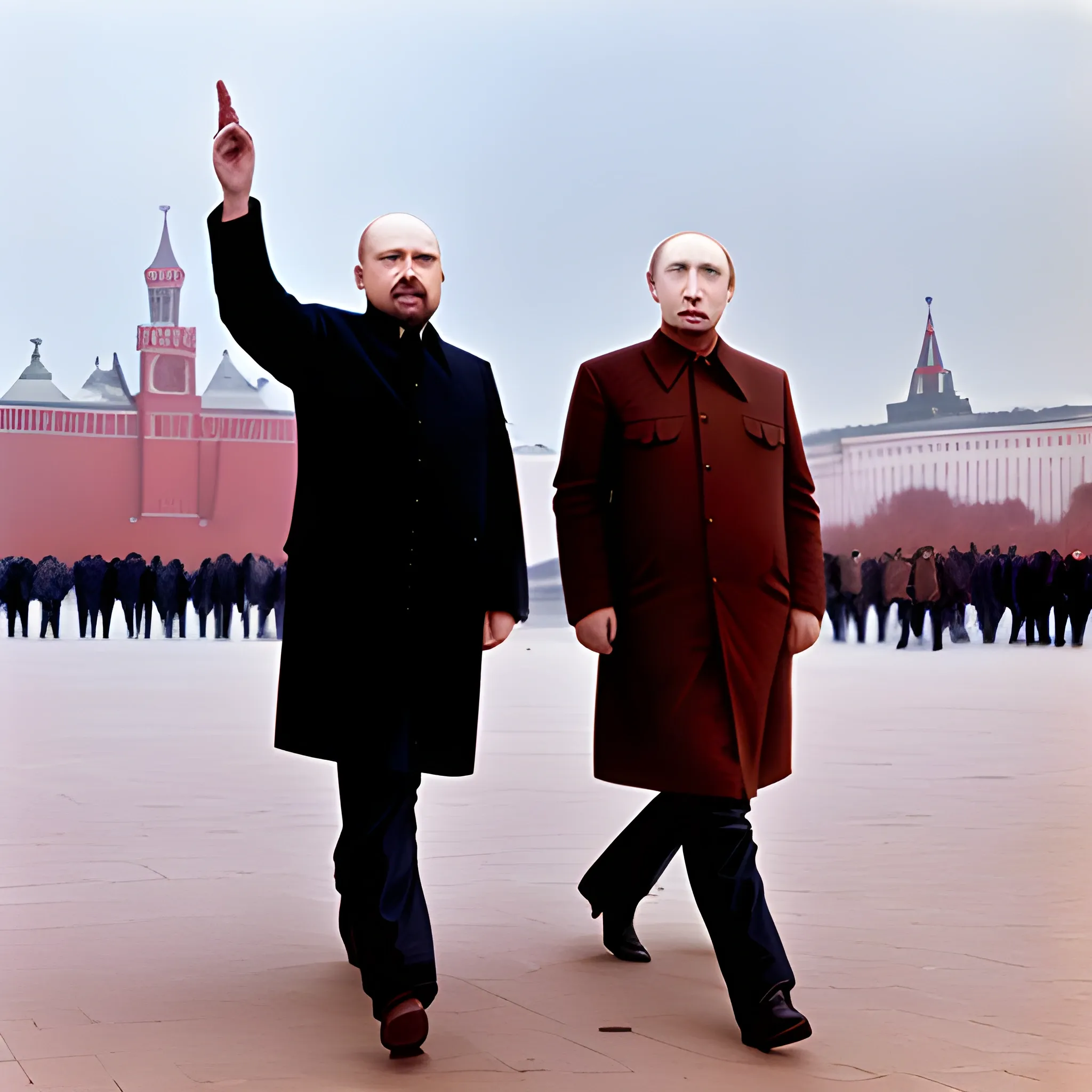 Lenin and Putin in Soviet Red Square