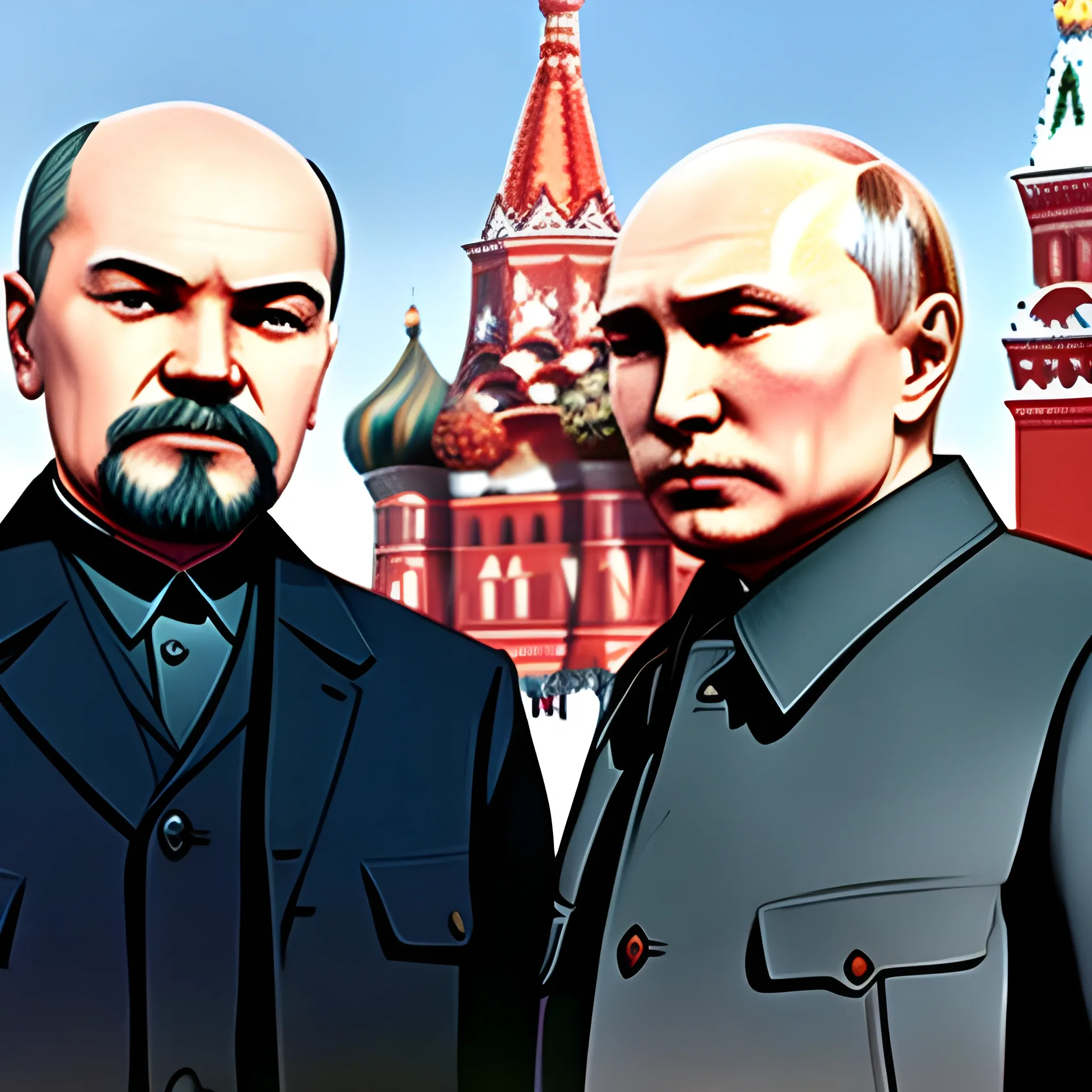 Lenin and Putin in Soviet Red Square