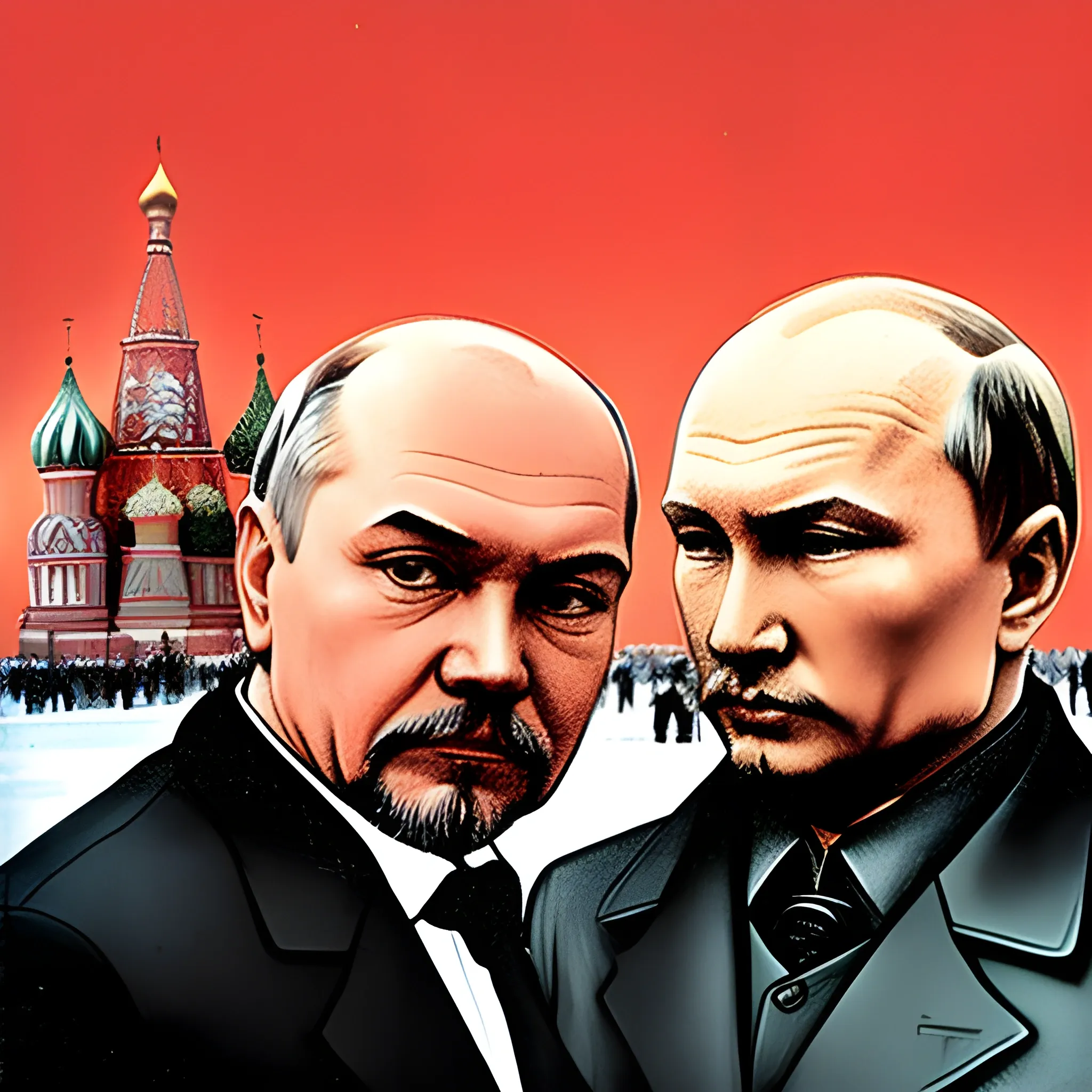 Lenin and Putin in Soviet Red Square