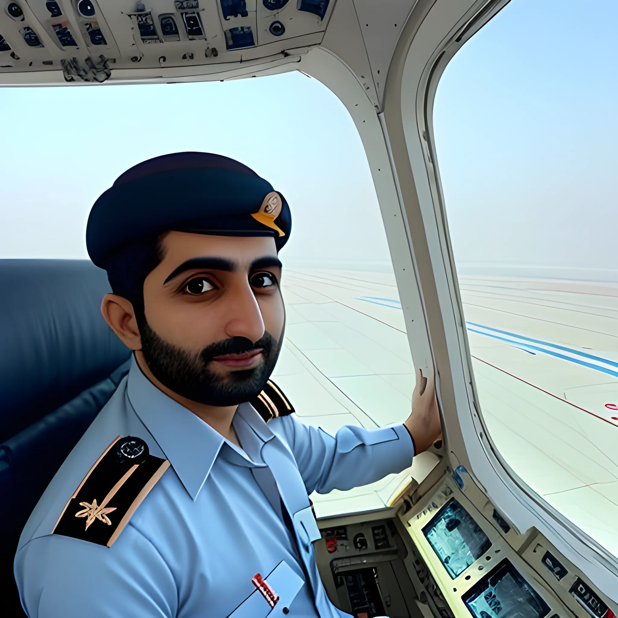 Pilot Mohammad Faridzadeh in the plane