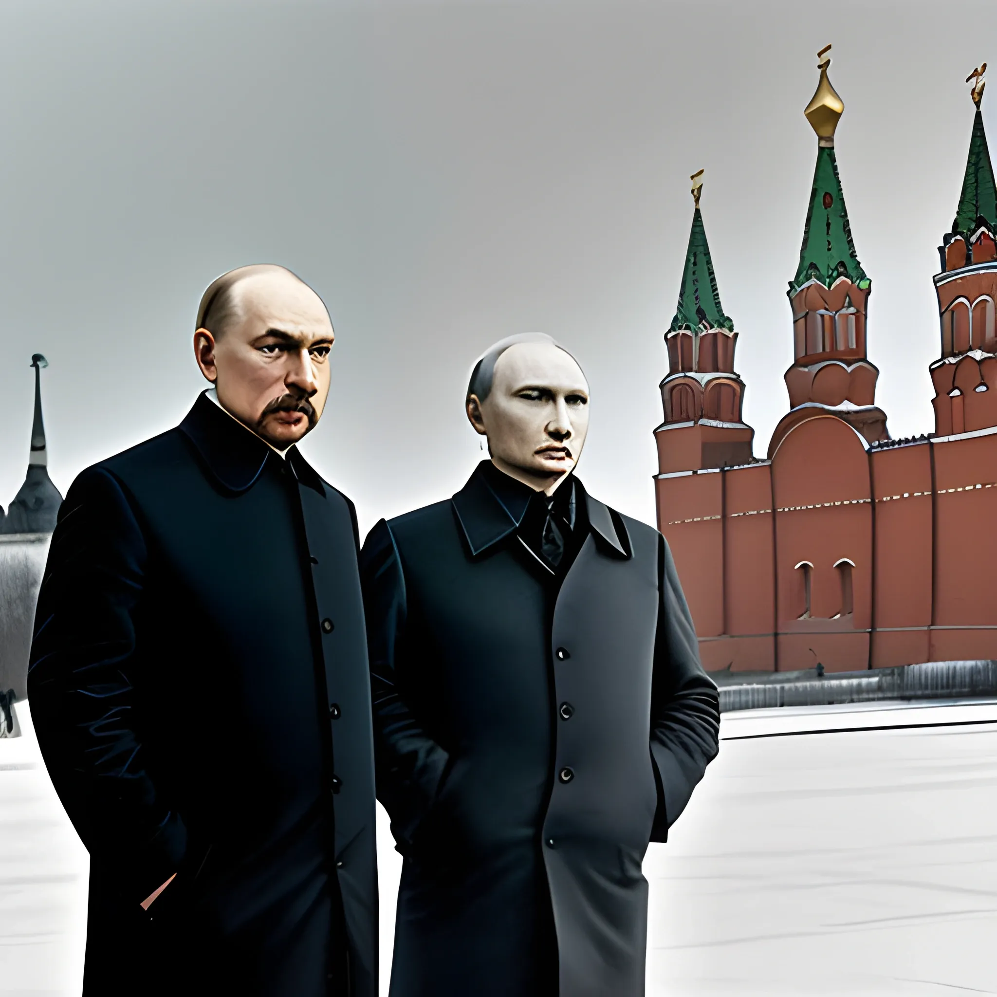 Lenin and Putin in  Kremlin