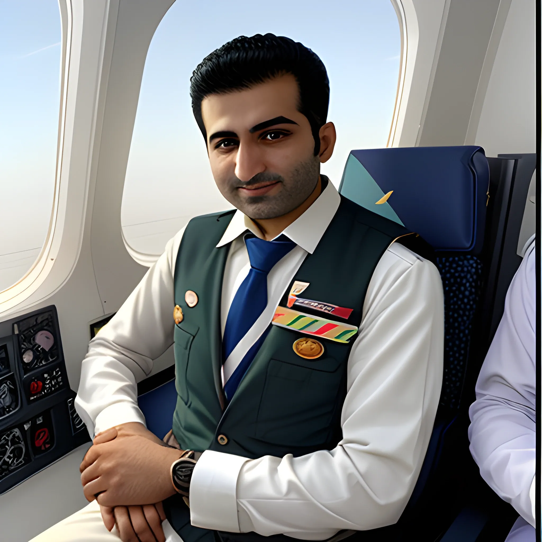 Pilot Mohammad Faridzadeh in the plane