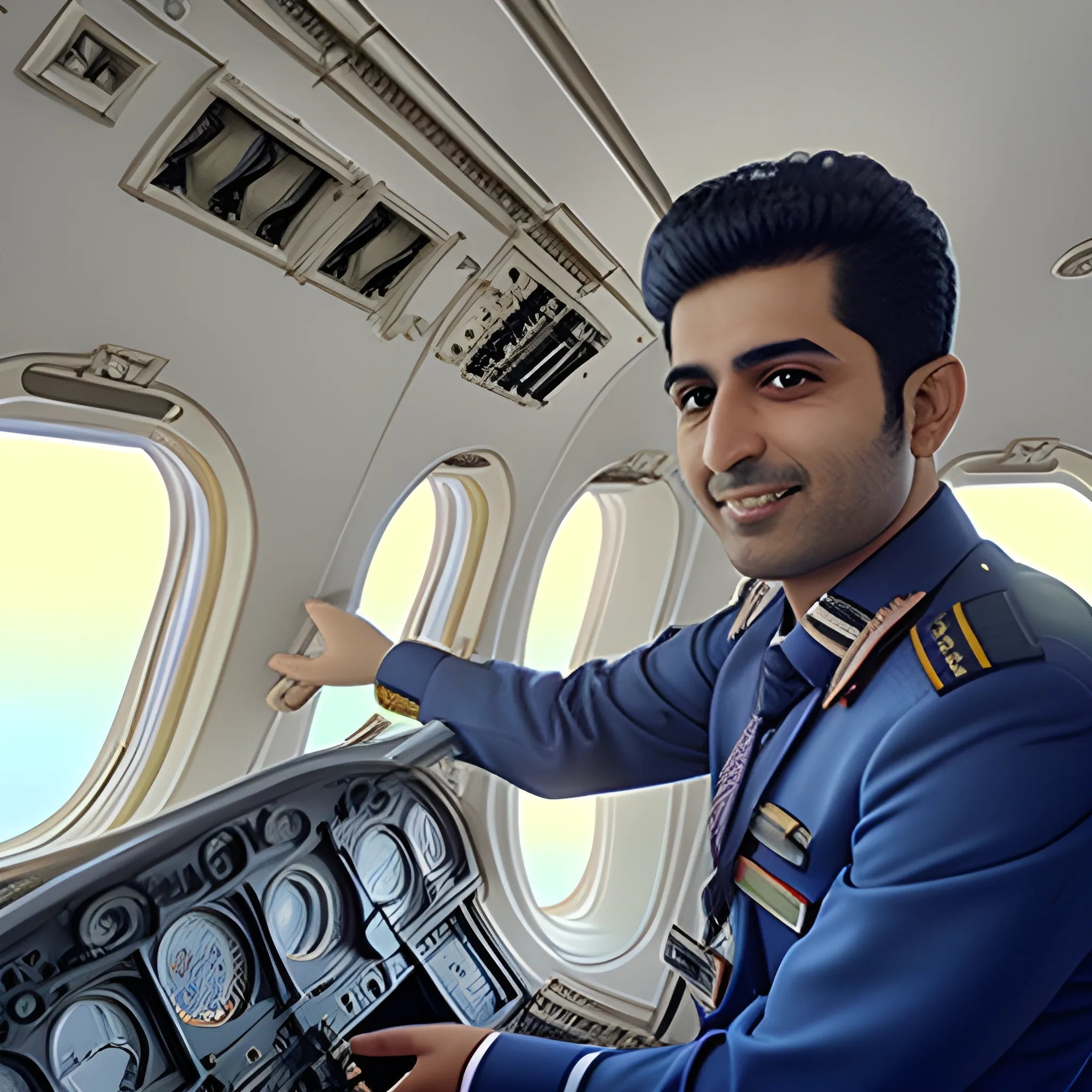 Pilot Mohammad Faridzadeh in the plane