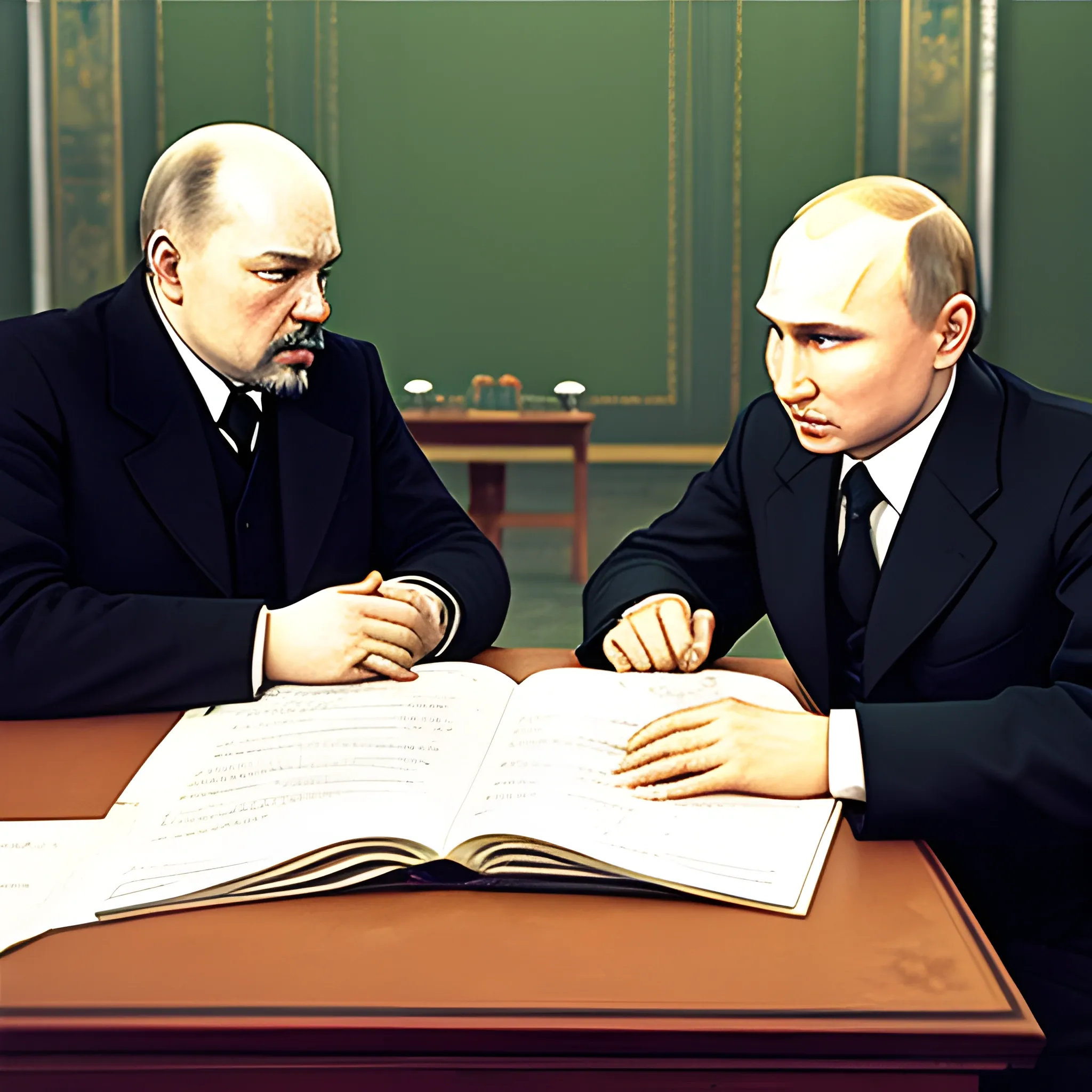 Lenin and Putin in  Kremlin