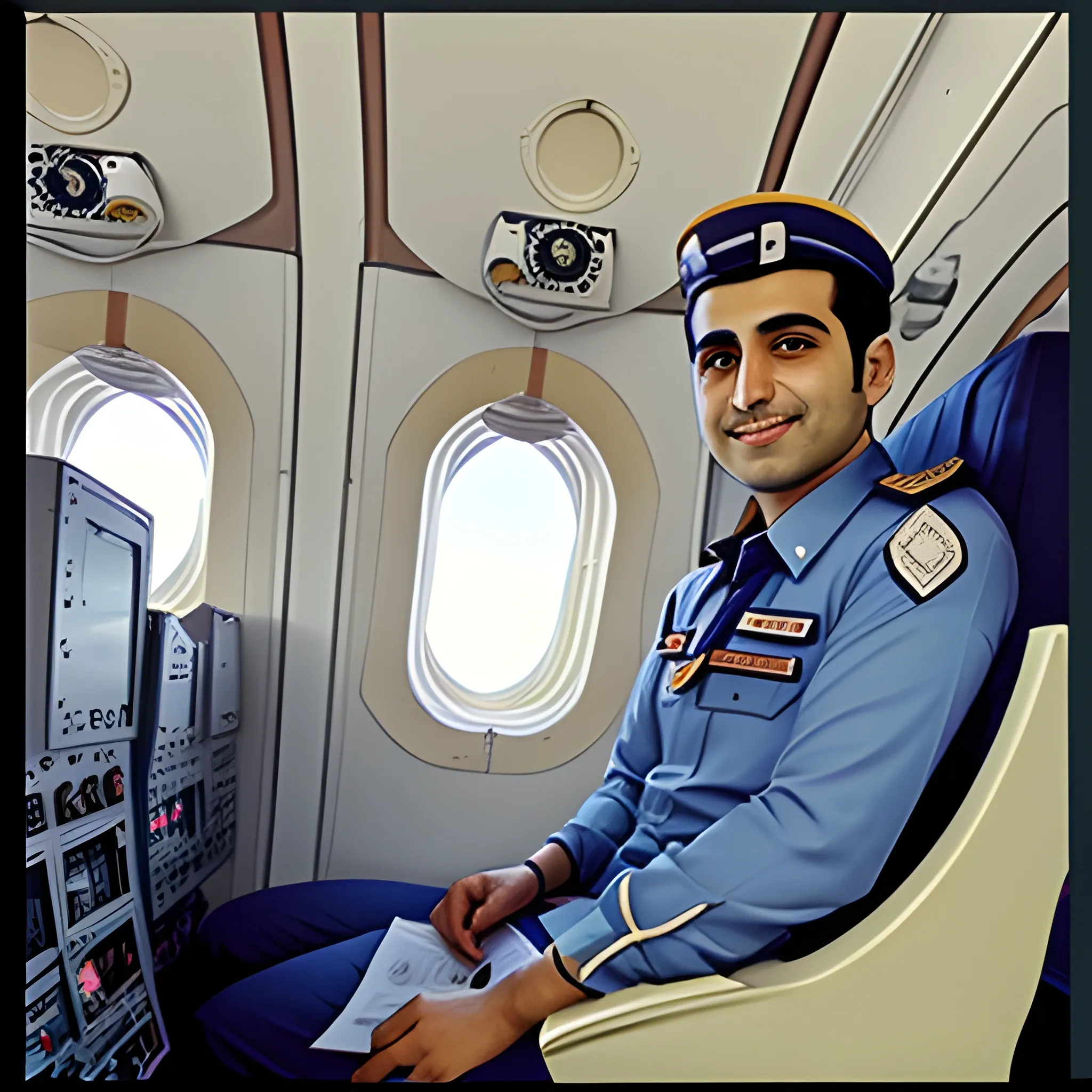 Pilot Mohammad Faridzadeh in the plane