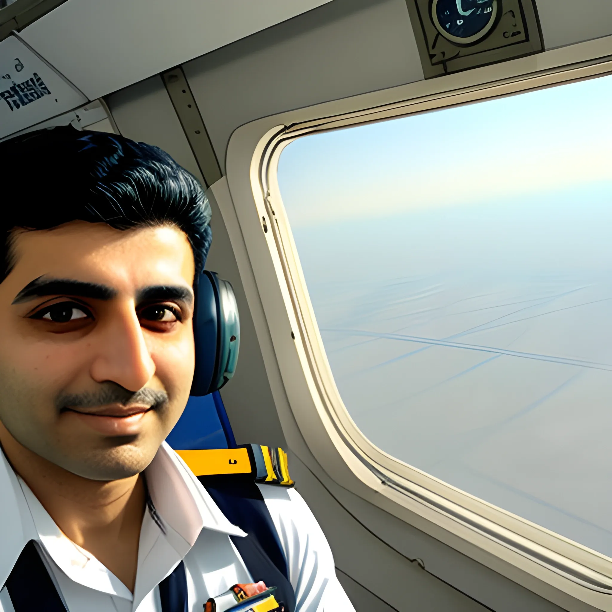 Pilot Mohammad Faridzadeh in the plane