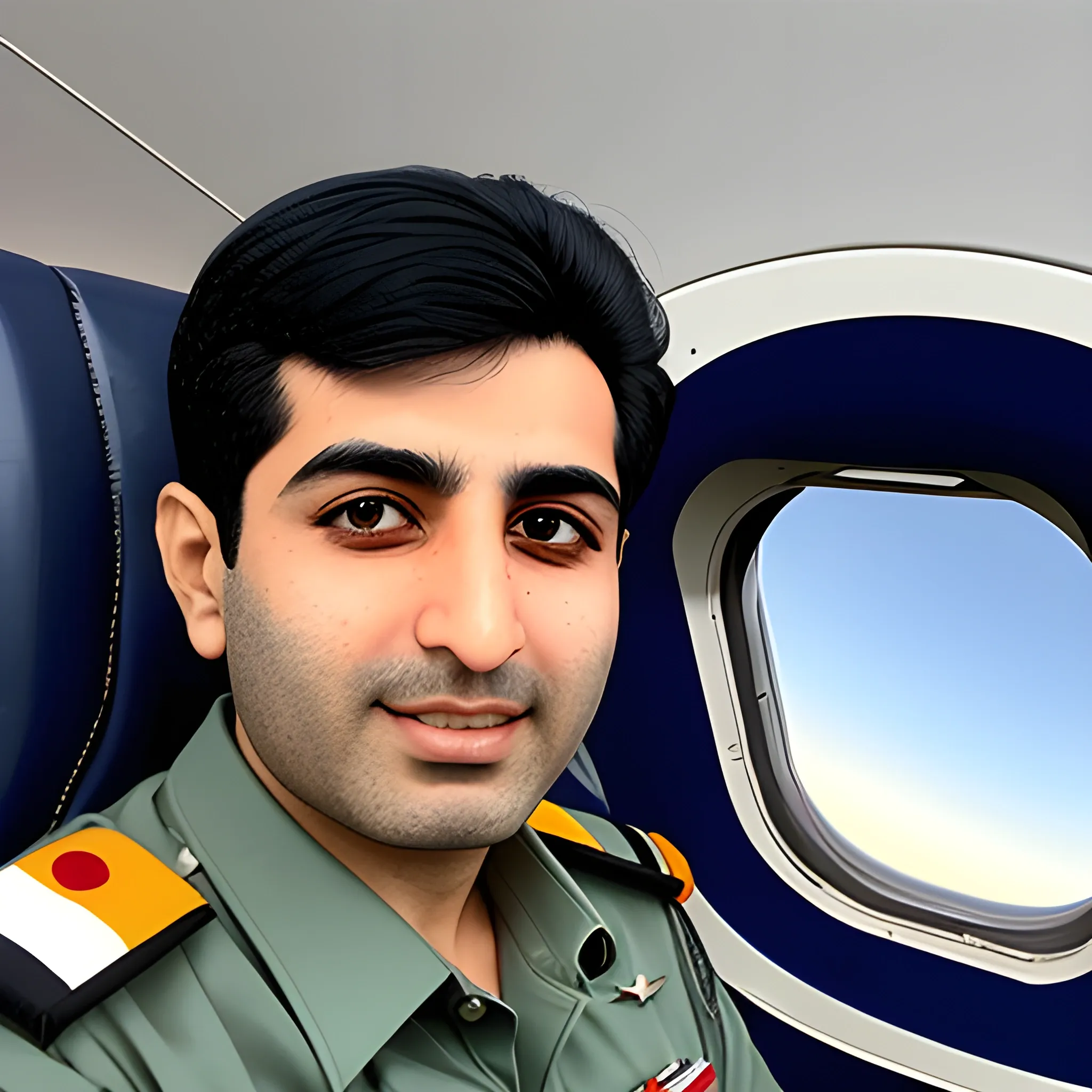 Pilot Mohammad Faridzadeh in the plane