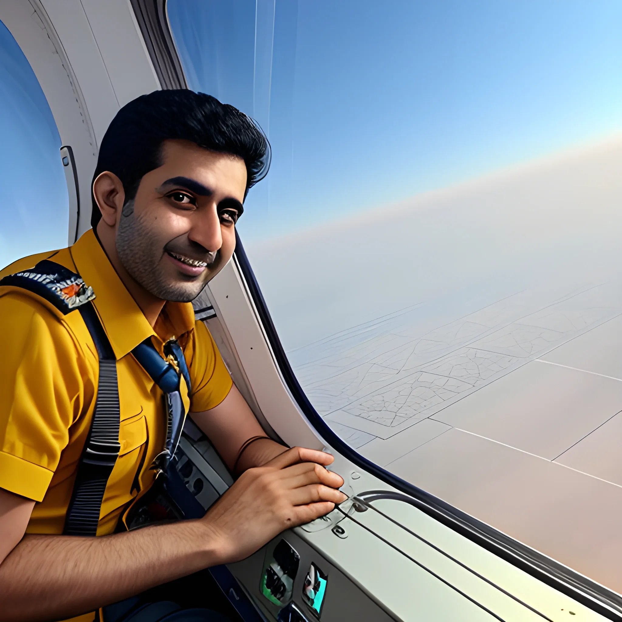 Pilot Mohammad Faridzadeh in the plane