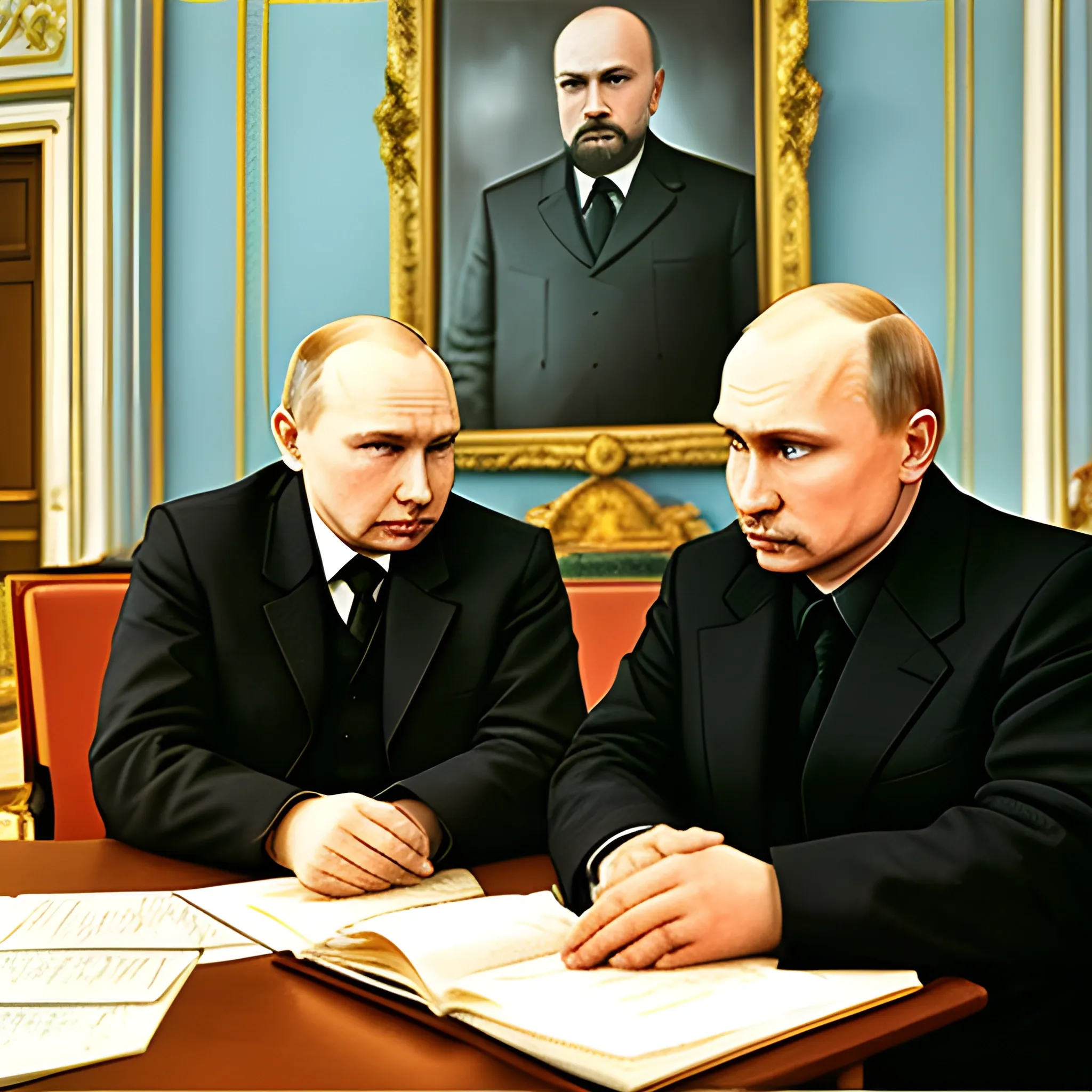 Lenin and Putin in  Kremlin