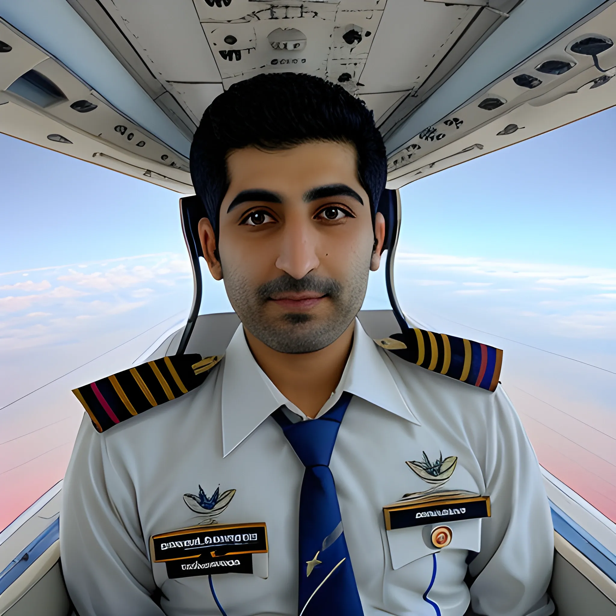 Pilot Mohammad Faridzadeh in the plane