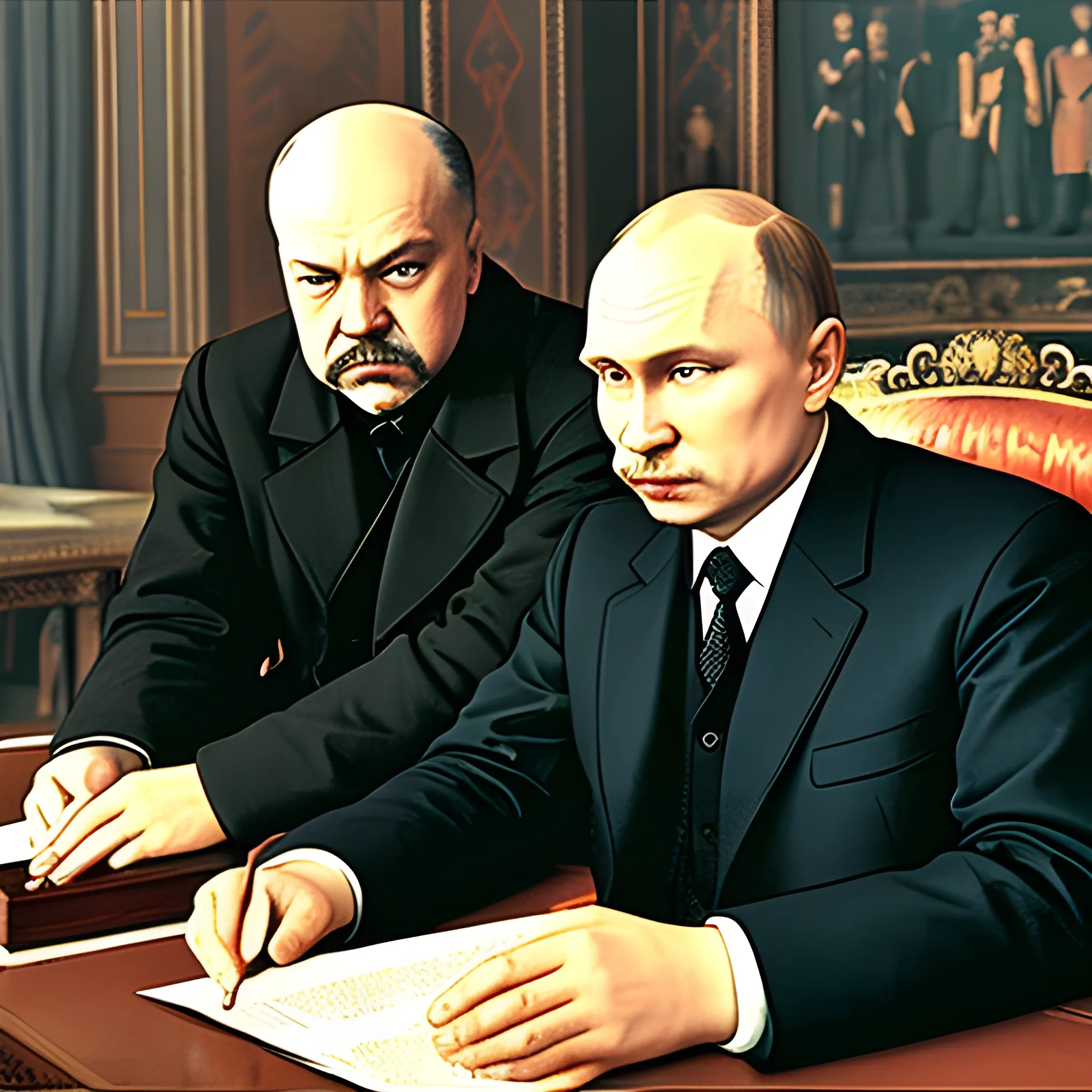 Lenin and Putin in  Kremlin