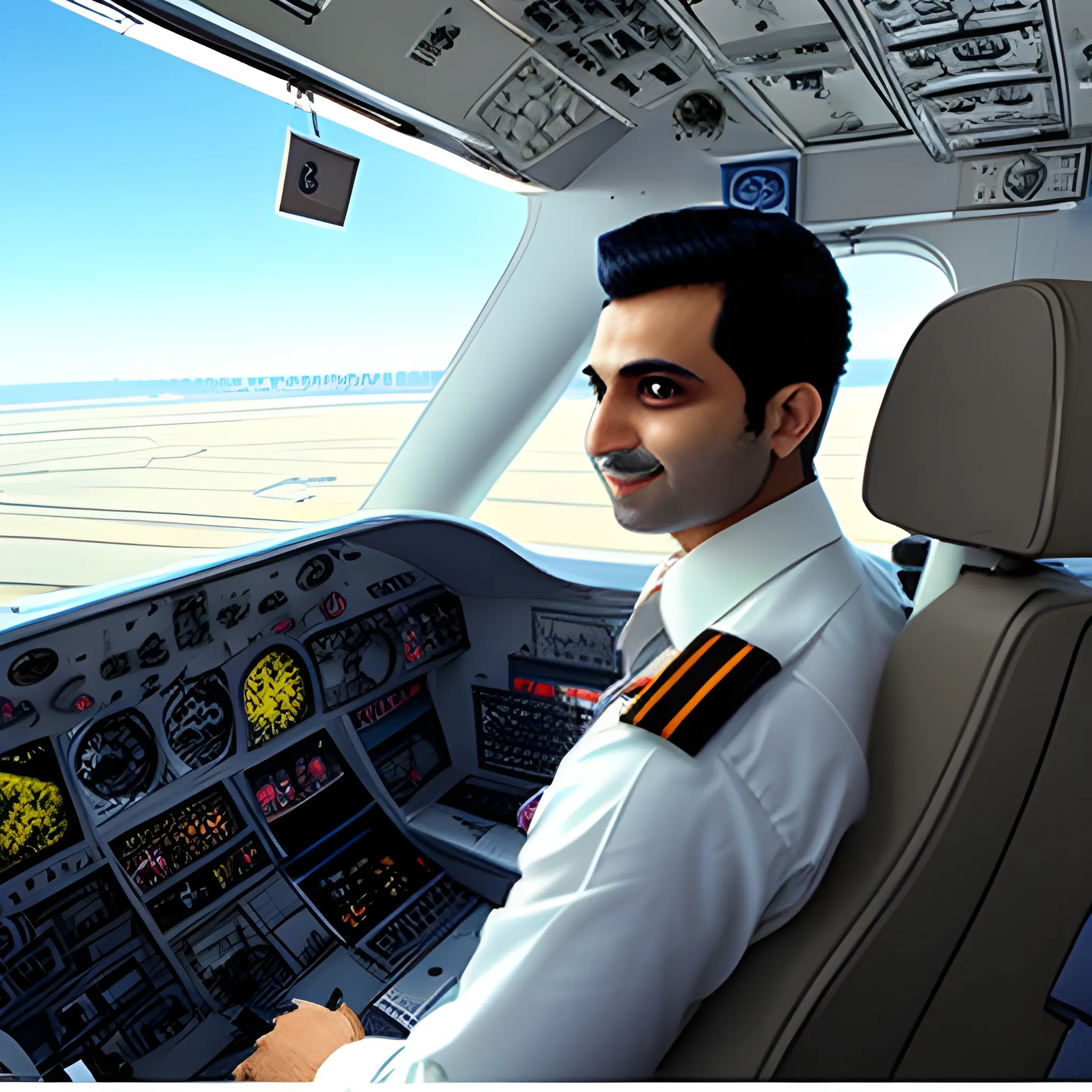 Pilot Mohammad Faridzadeh in the plane