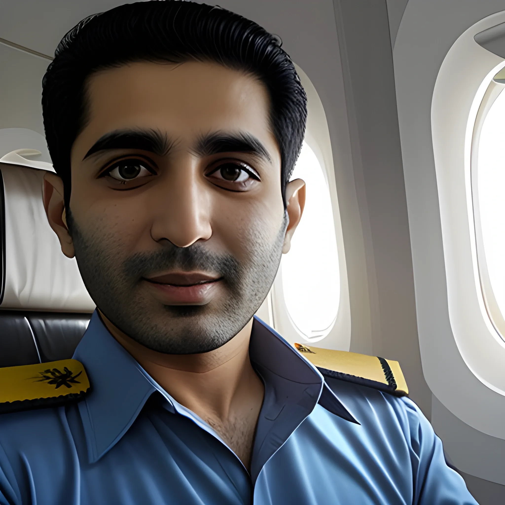 Pilot Mohammad Faridzadeh in the plane