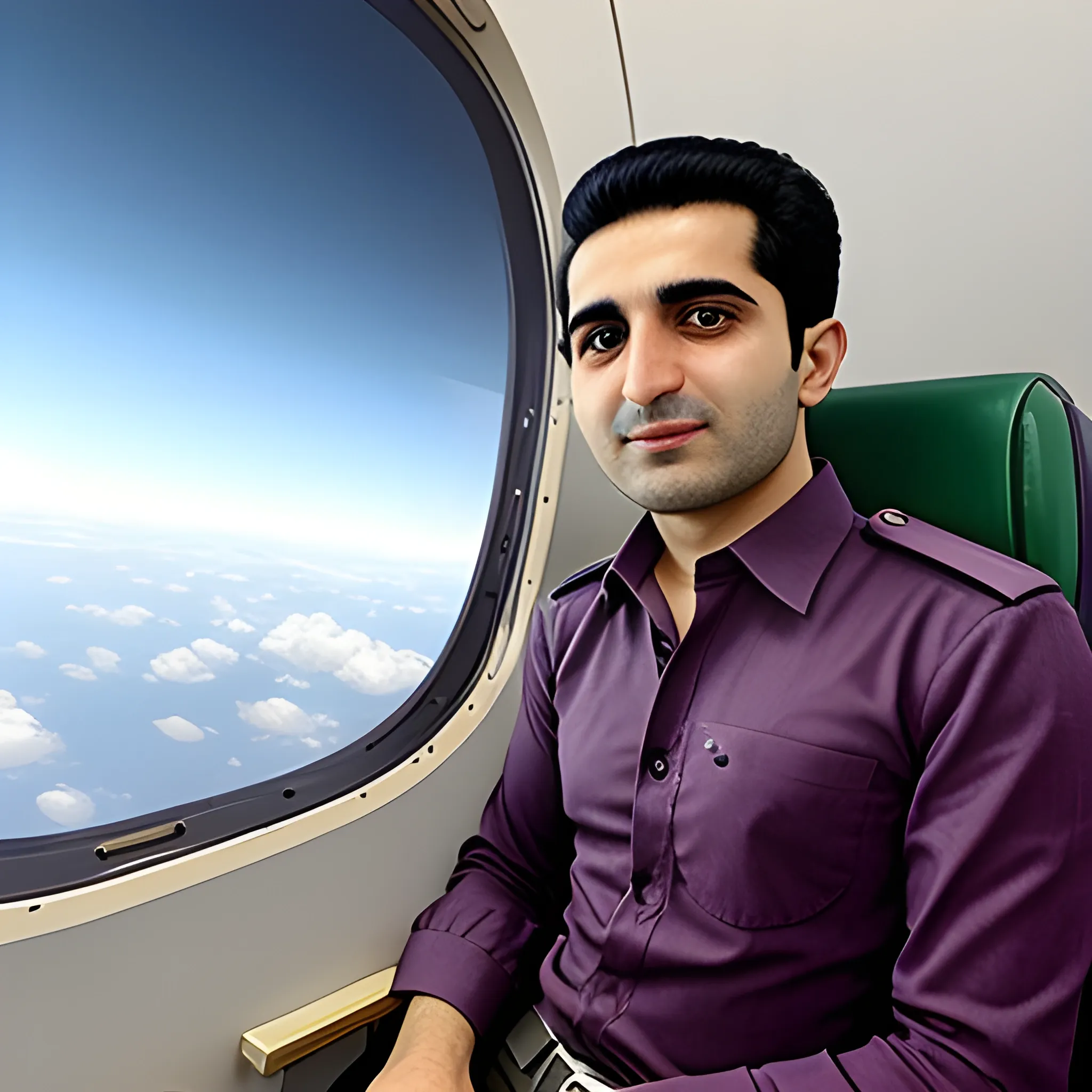 Pilot Mohammad Faridzadeh in the plane