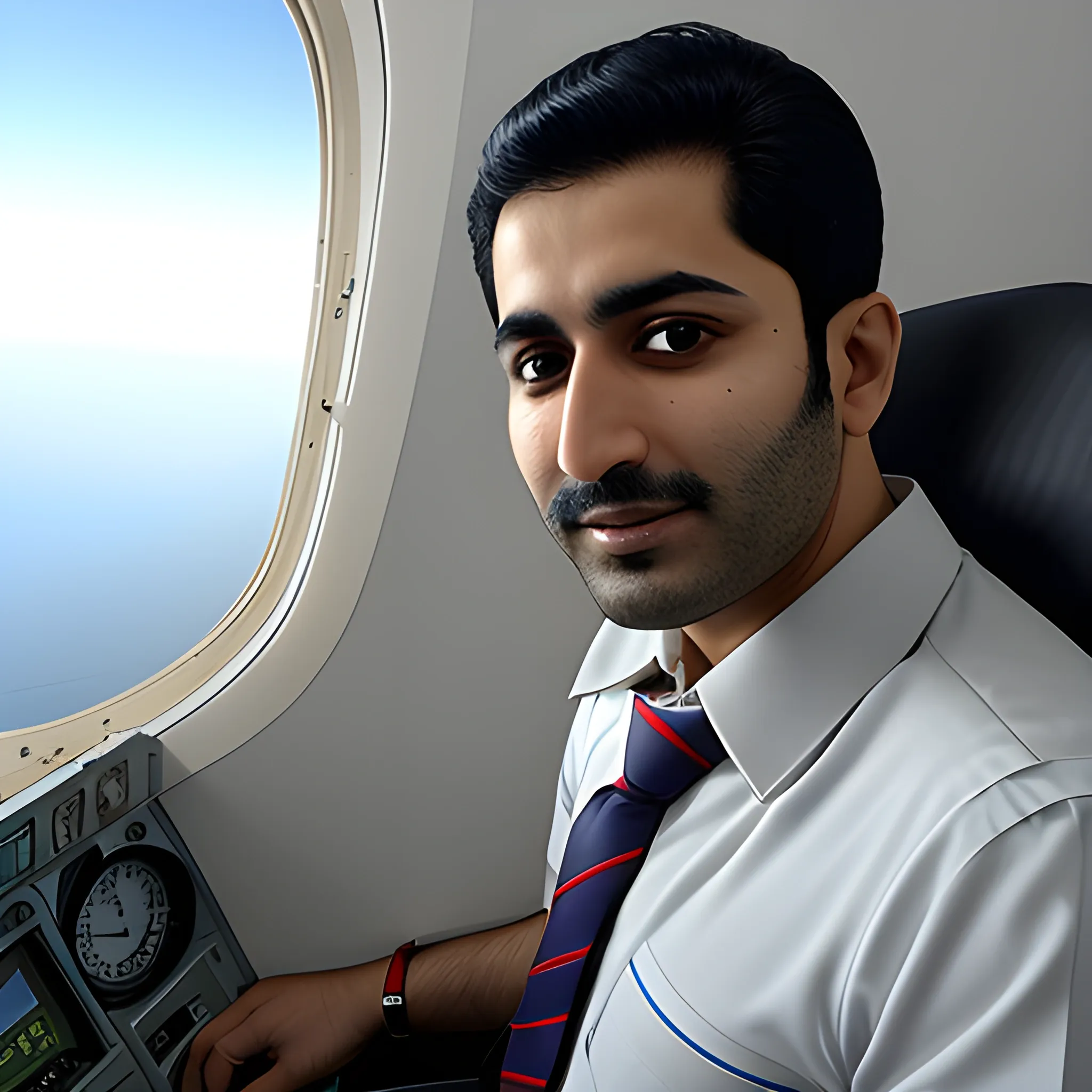 Pilot Mohammad Faridzadeh in the plane