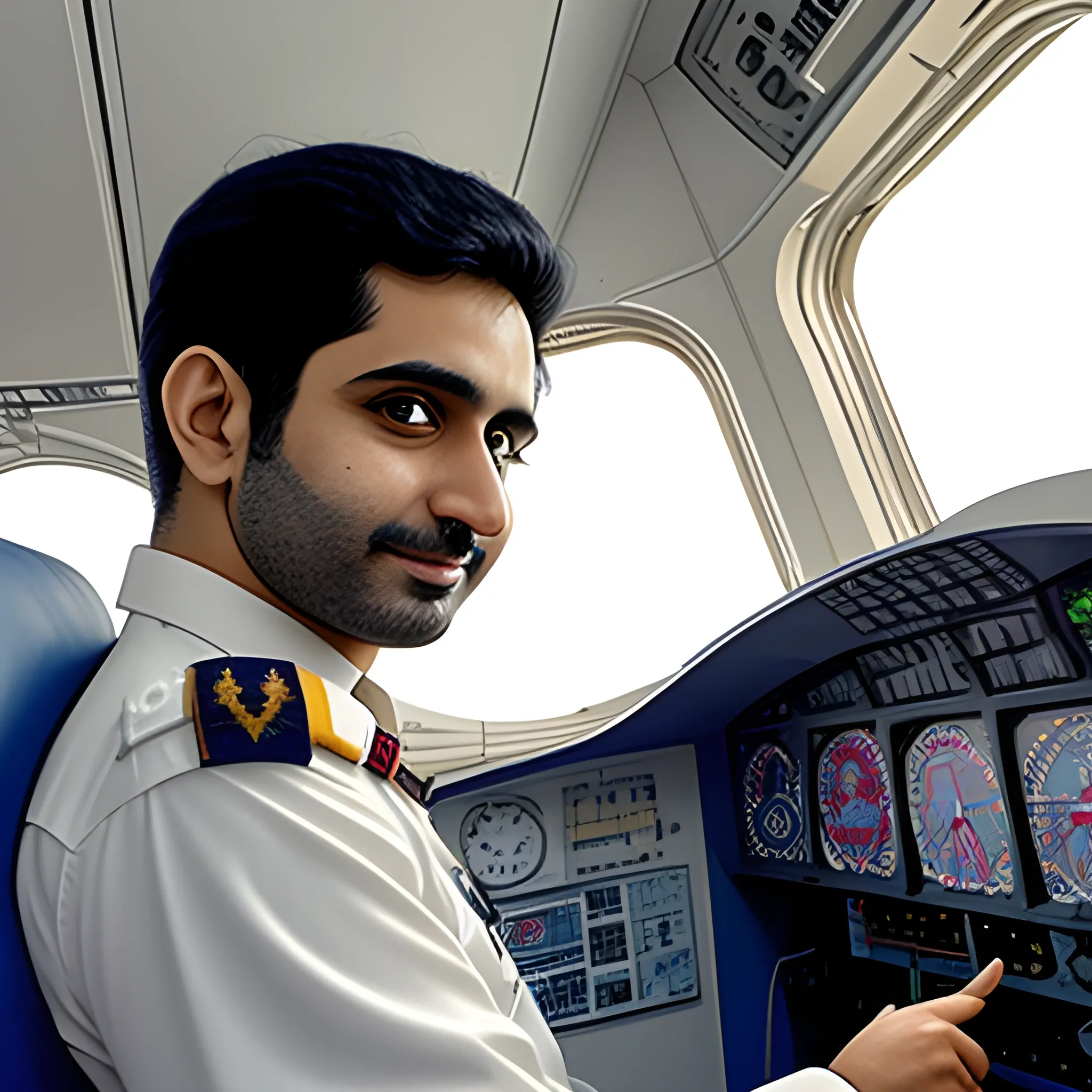 Pilot Mohammad Faridzadeh in the plane