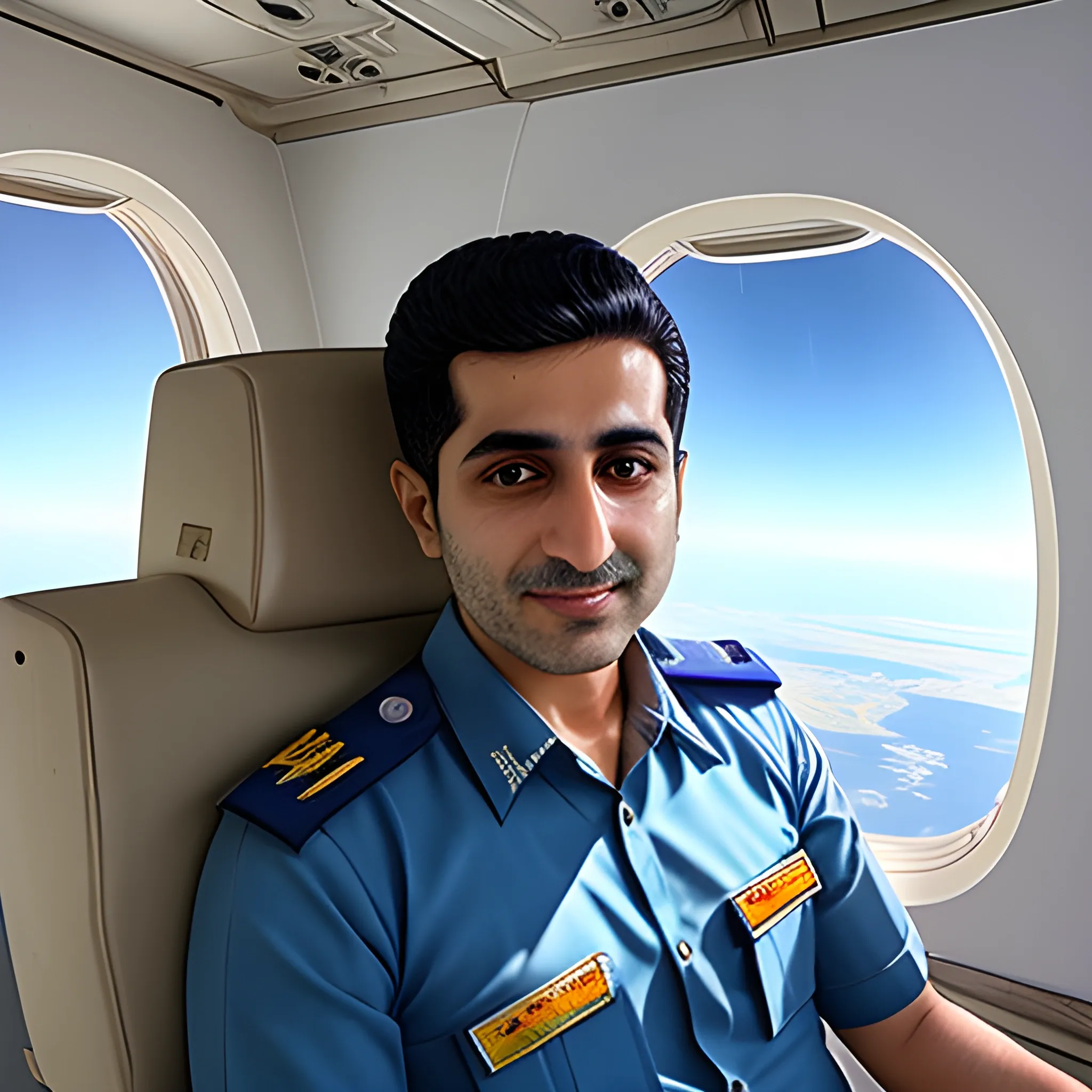 Pilot Mohammad Faridzadeh in the plane