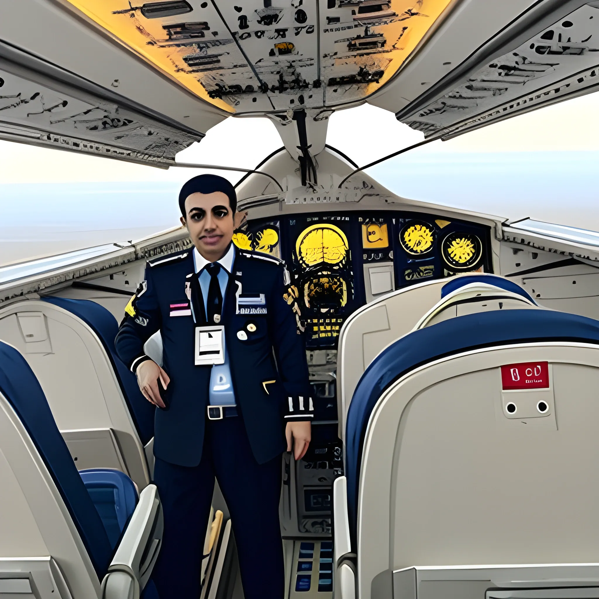 Pilot Mohammad Faridzadeh in the plane