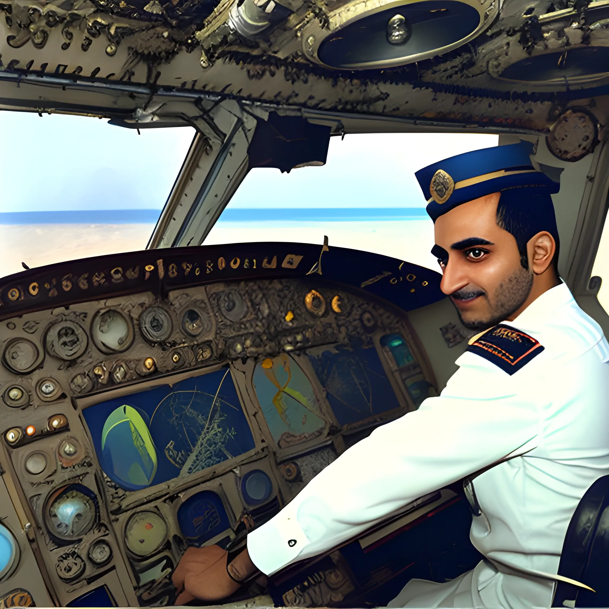 Pilot Mohammad Faridzadeh in the  Ekranoplan 