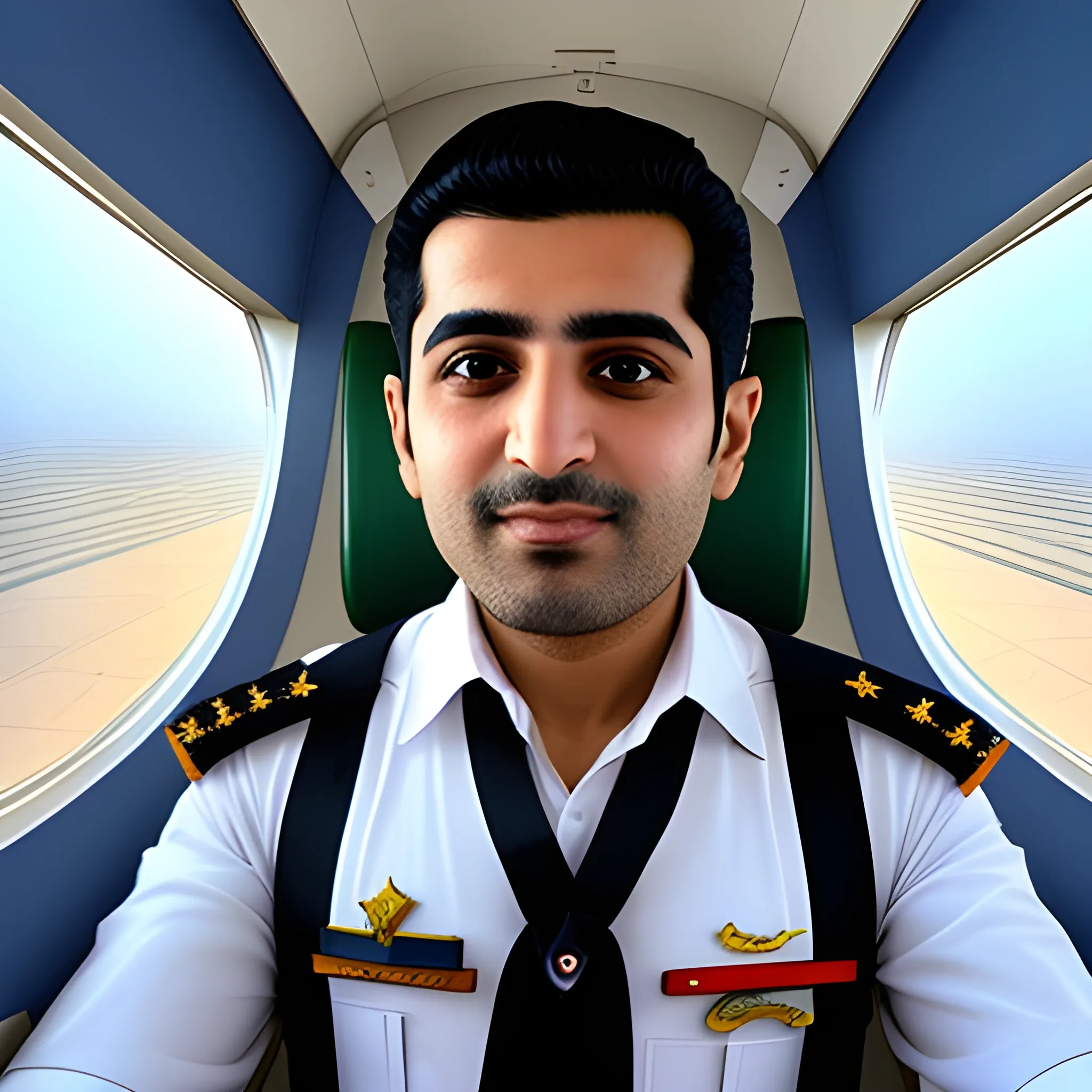 Pilot Mohammad Faridzadeh in the plane