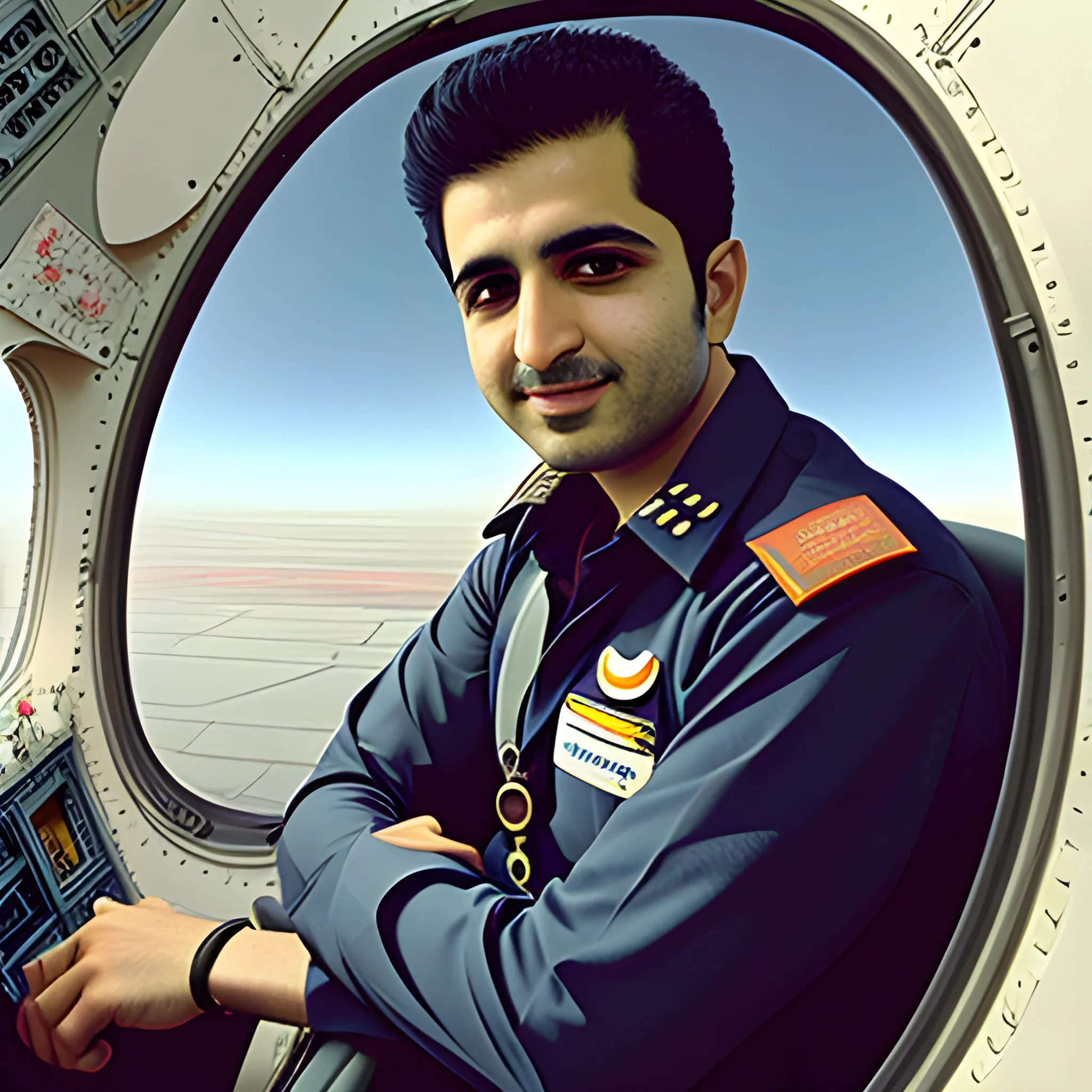 Pilot Mohammad Faridzadeh in the plane