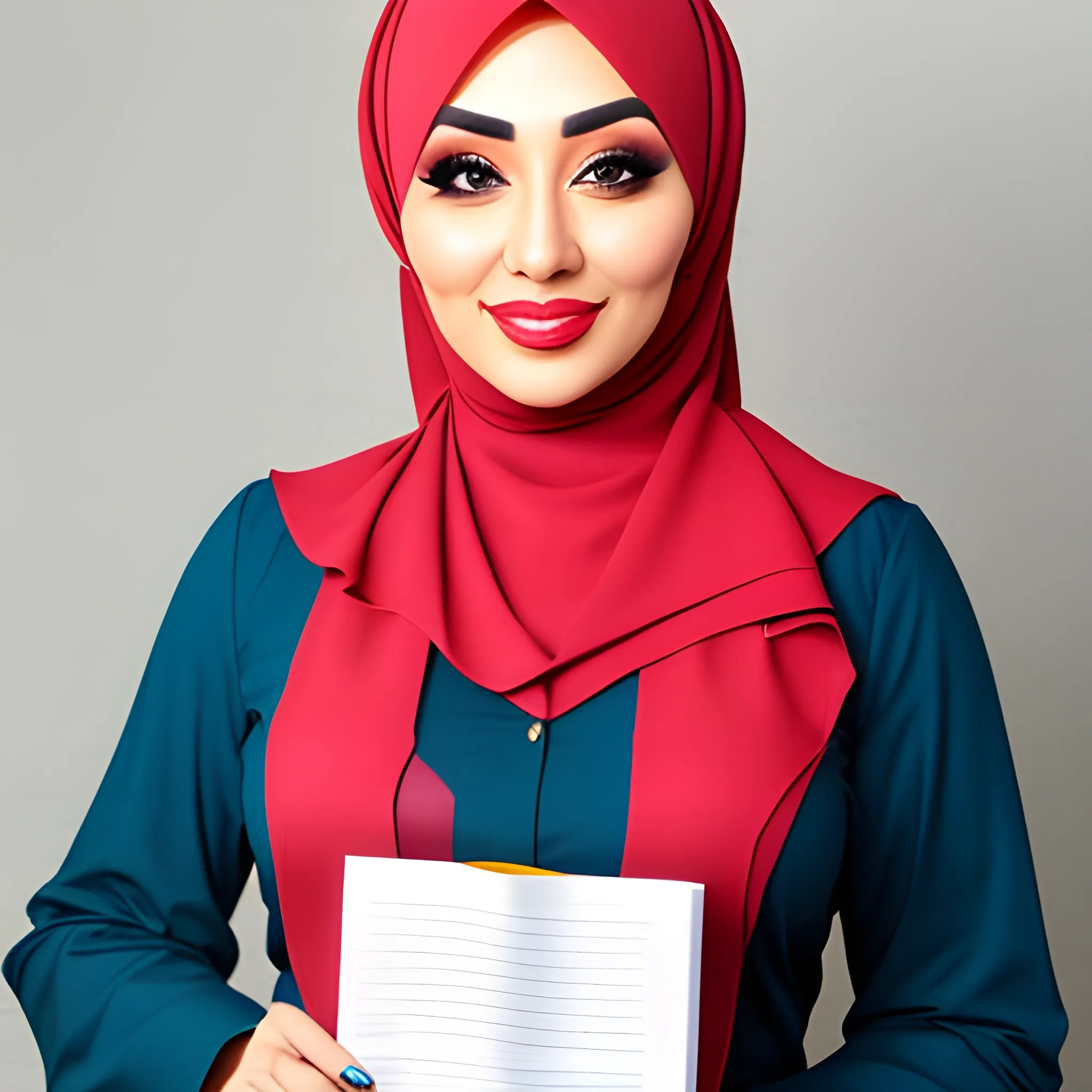Hijab teacher in  classroom 

