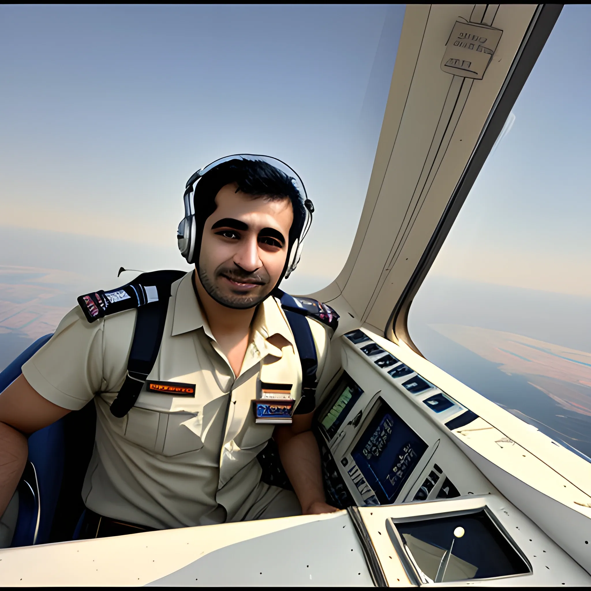 Pilot Mohammad Faridzadeh in the plane