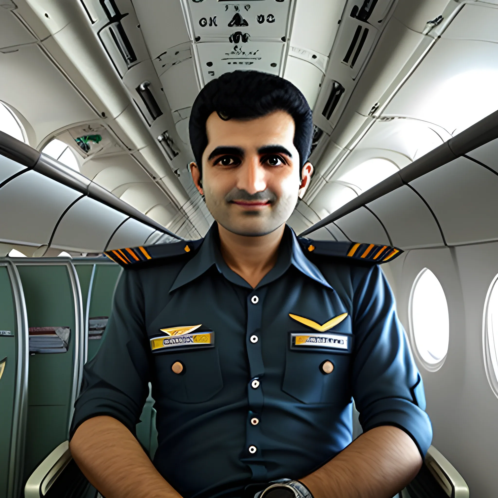 Pilot Mohammad Faridzadeh in the plane