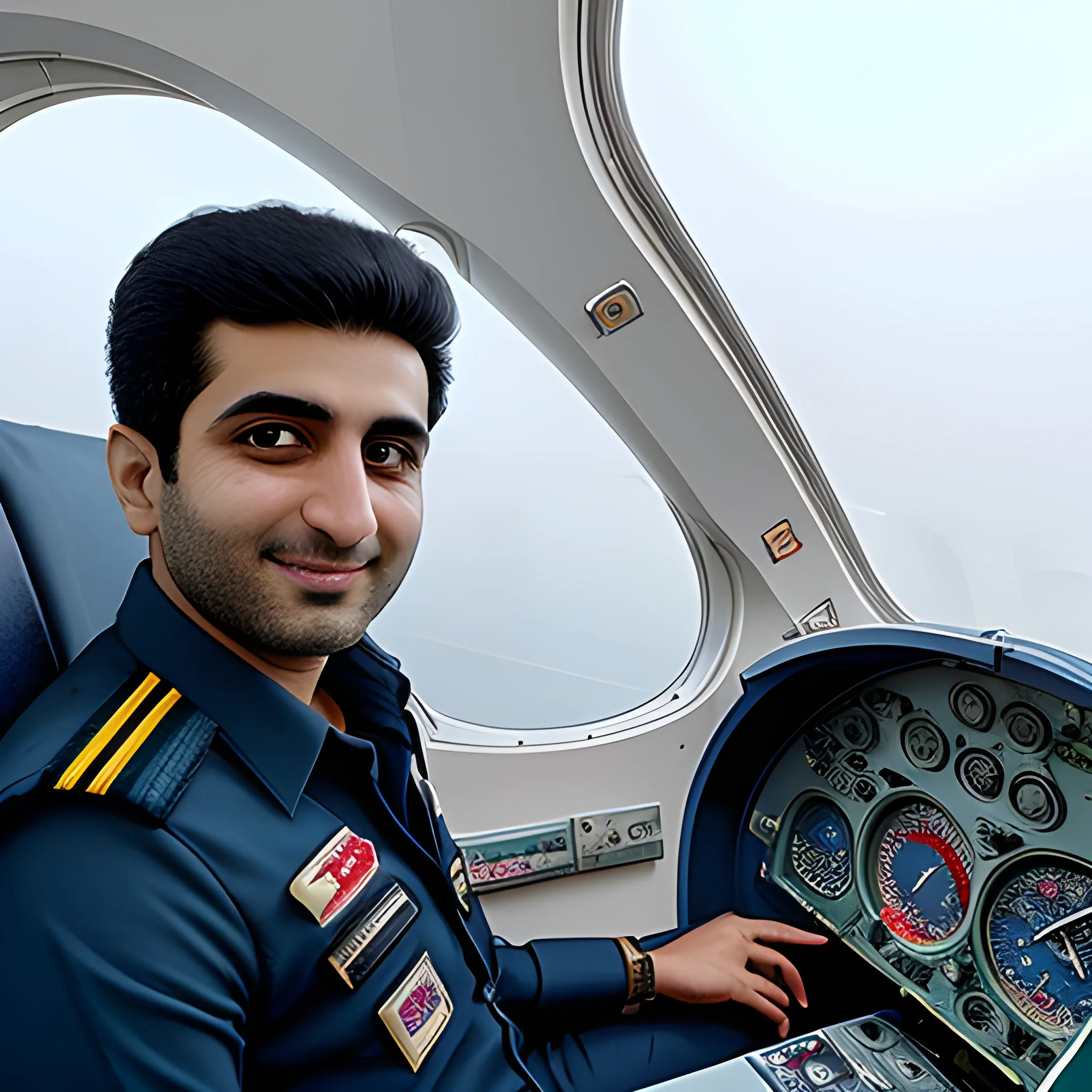 Pilot Mohammad Faridzadeh in the plane