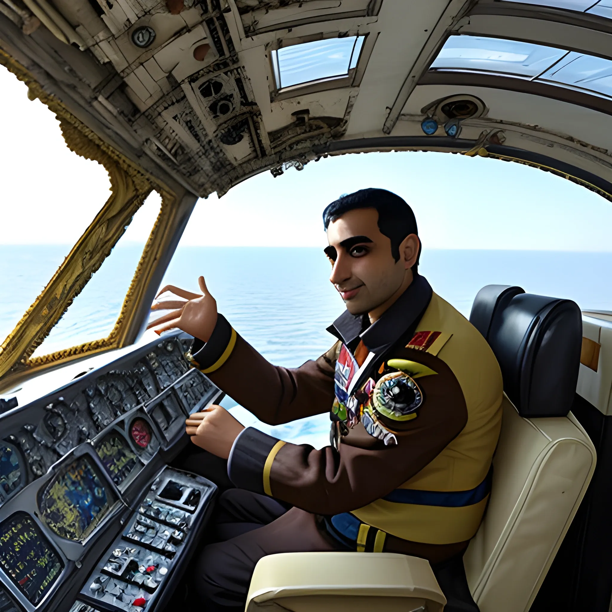 Pilot Mohammad Faridzadeh in the  Ekranoplan 