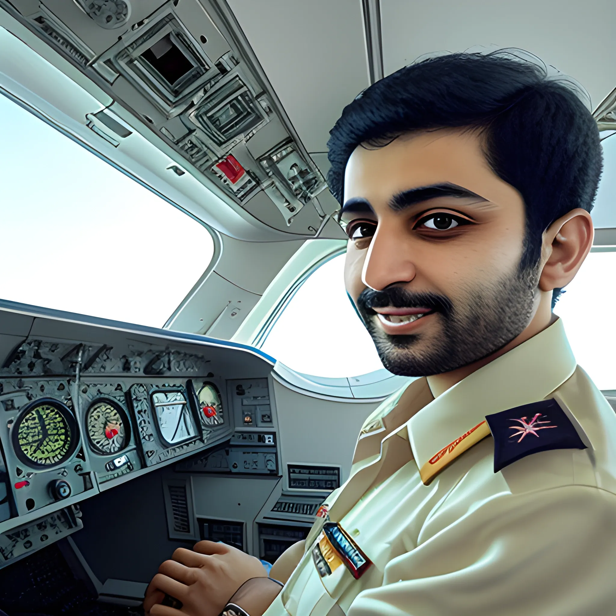 Pilot Mohammad Faridzadeh in the plane