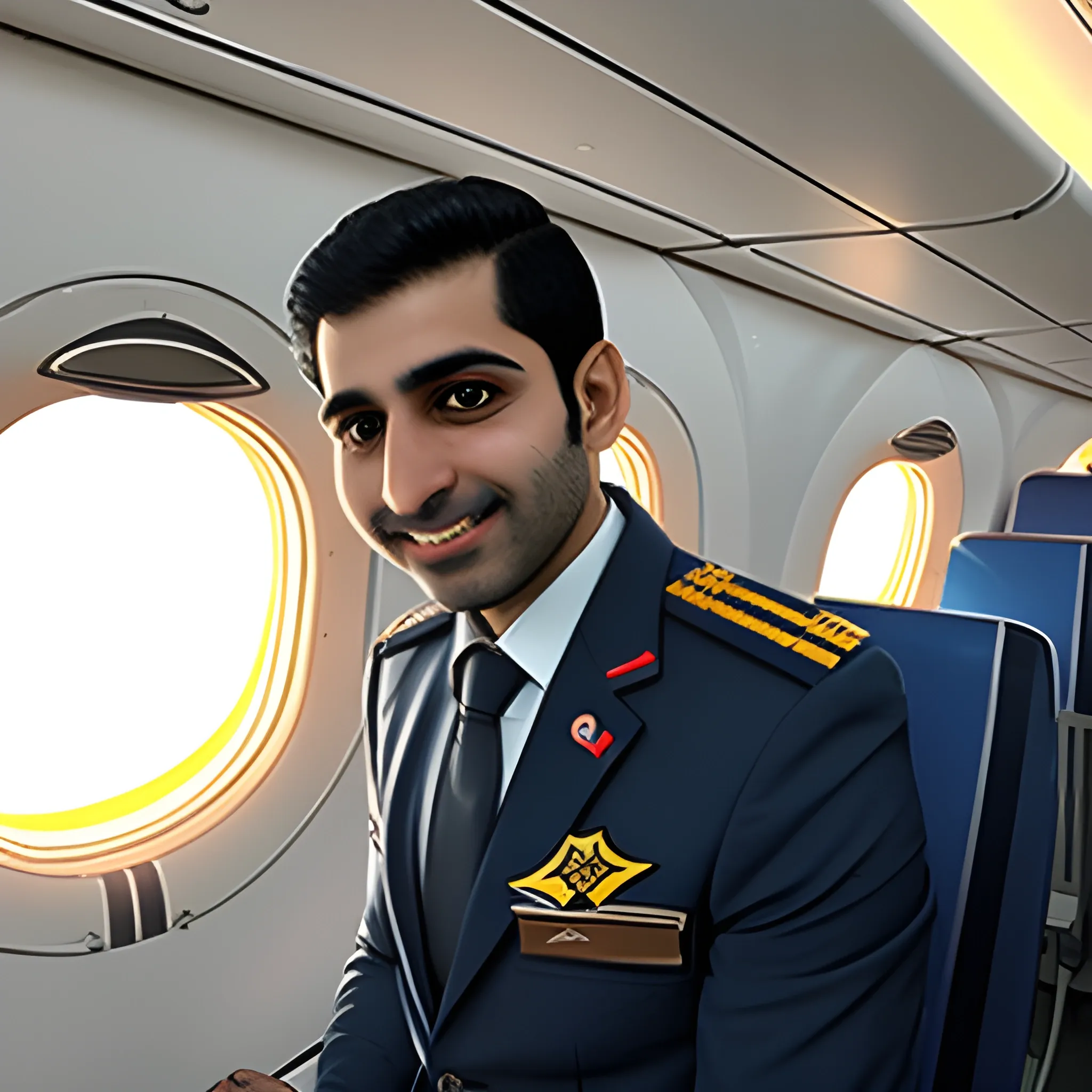 Pilot Mohammad Faridzadeh in the plane