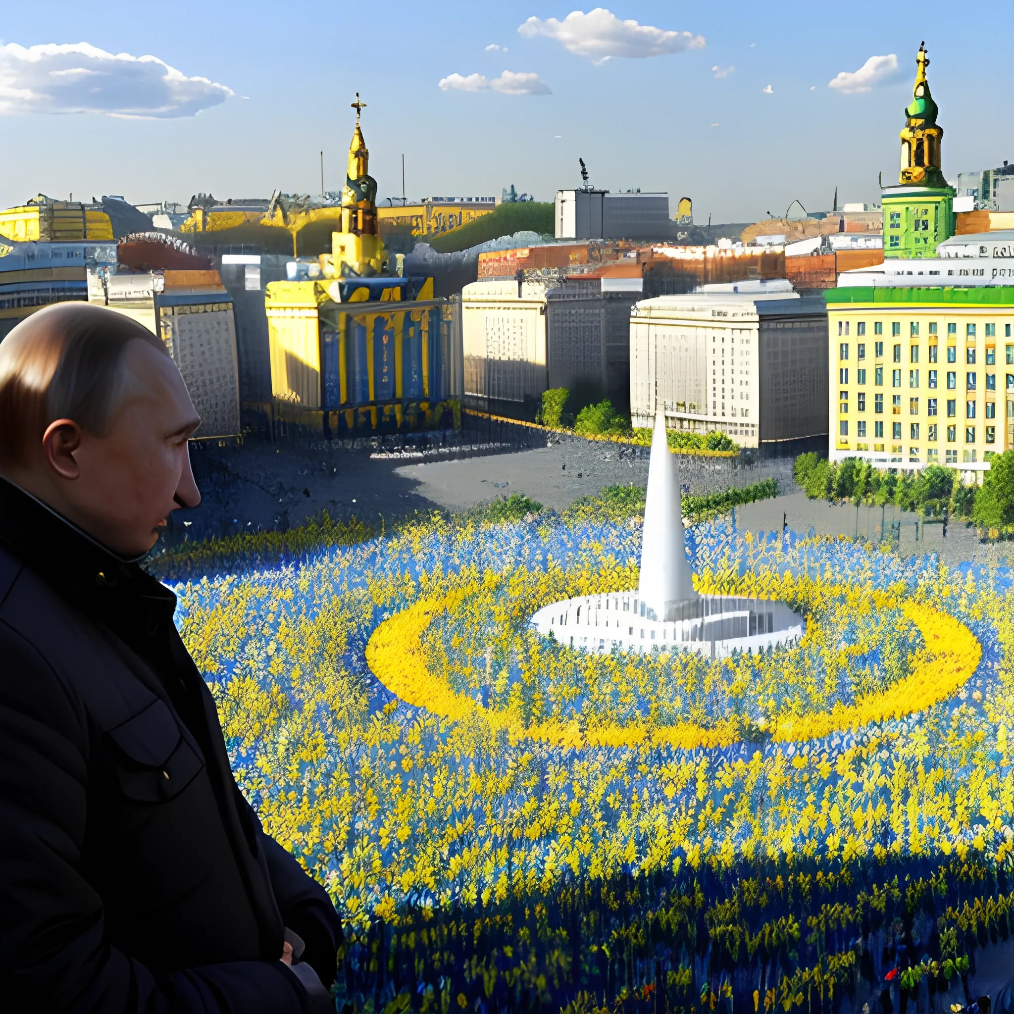  Putin in  Kyiv, Ukraine -The famous square of Kiev, Ukraine