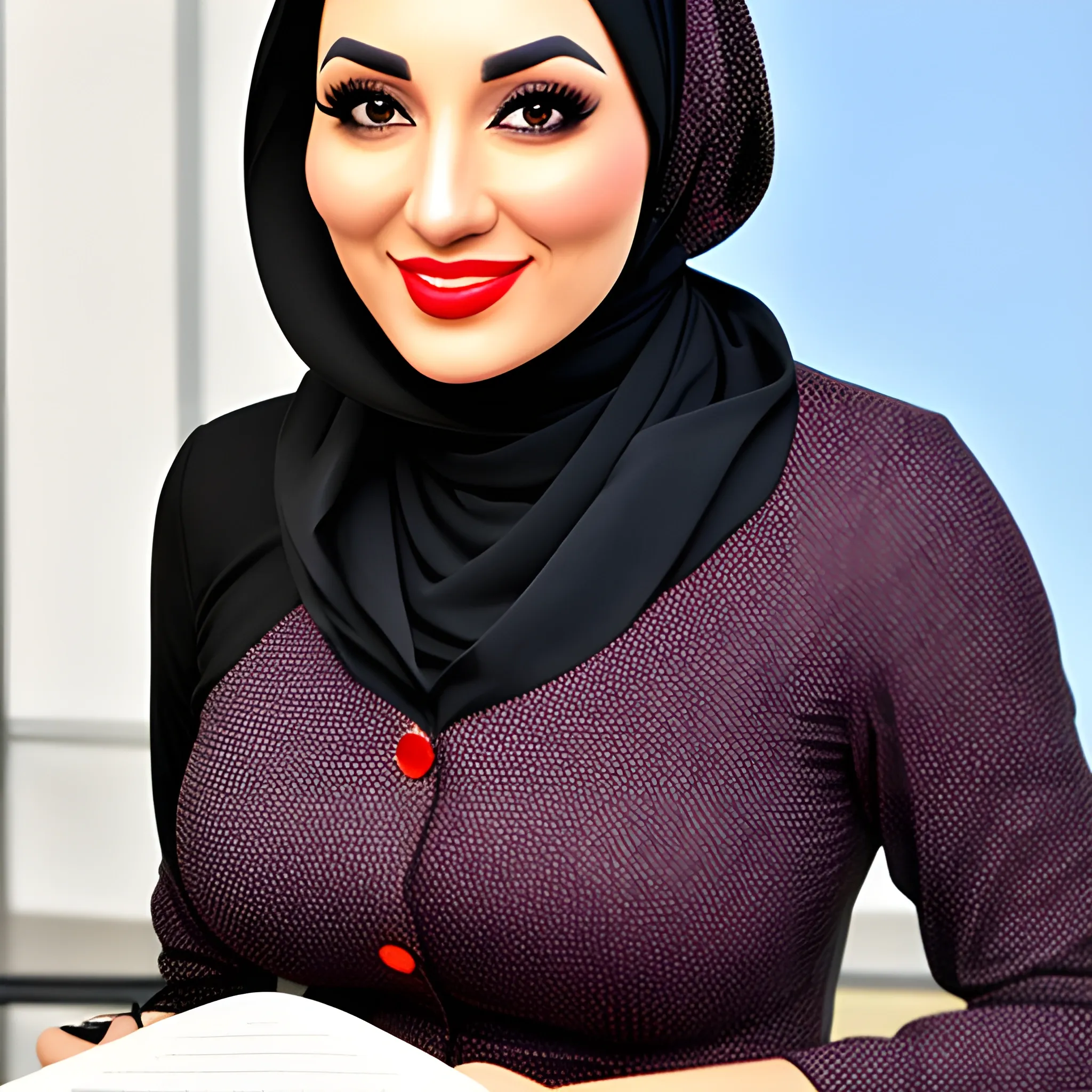 Hijab teacher in  classroom 

