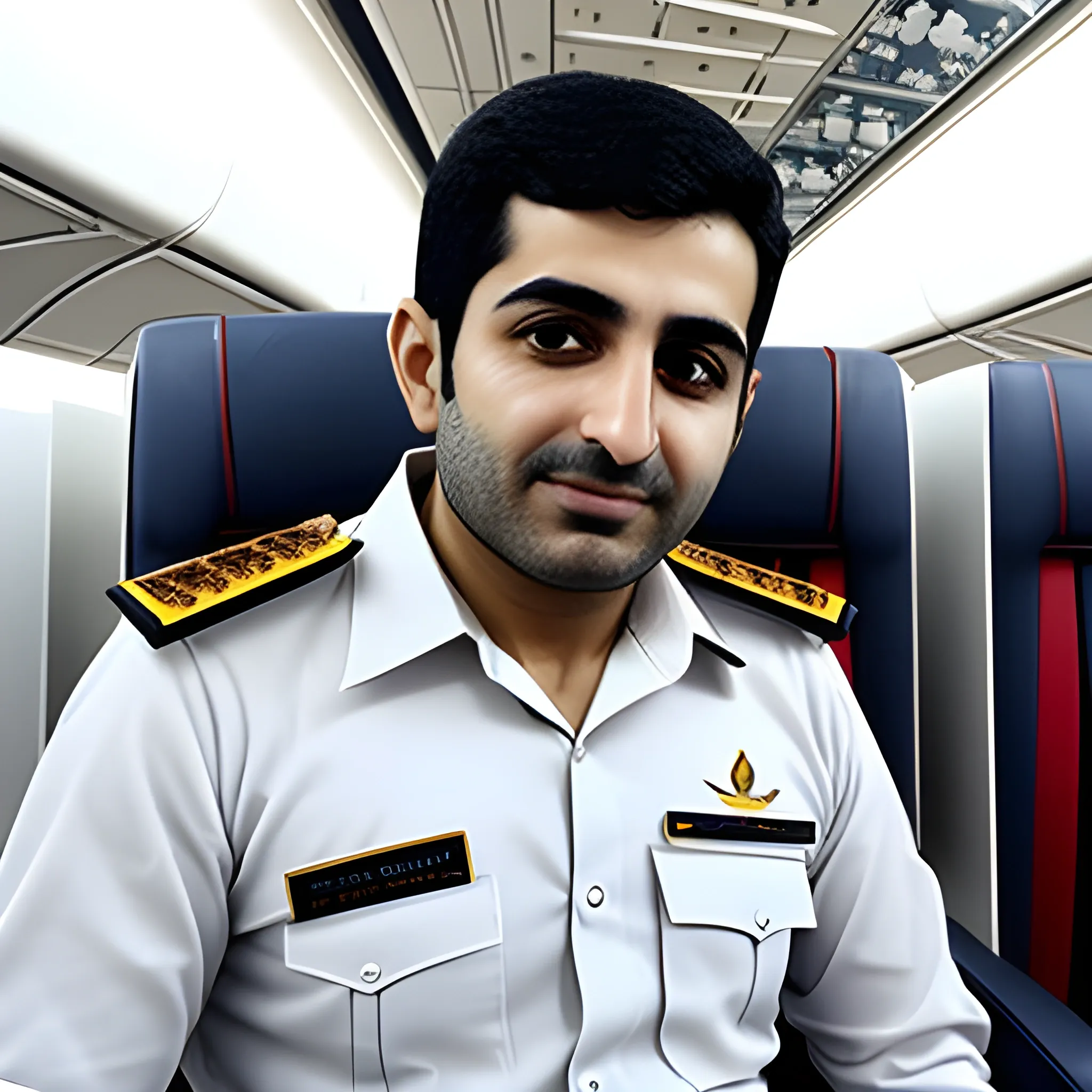 Pilot Mohammad Faridzadeh in the plane