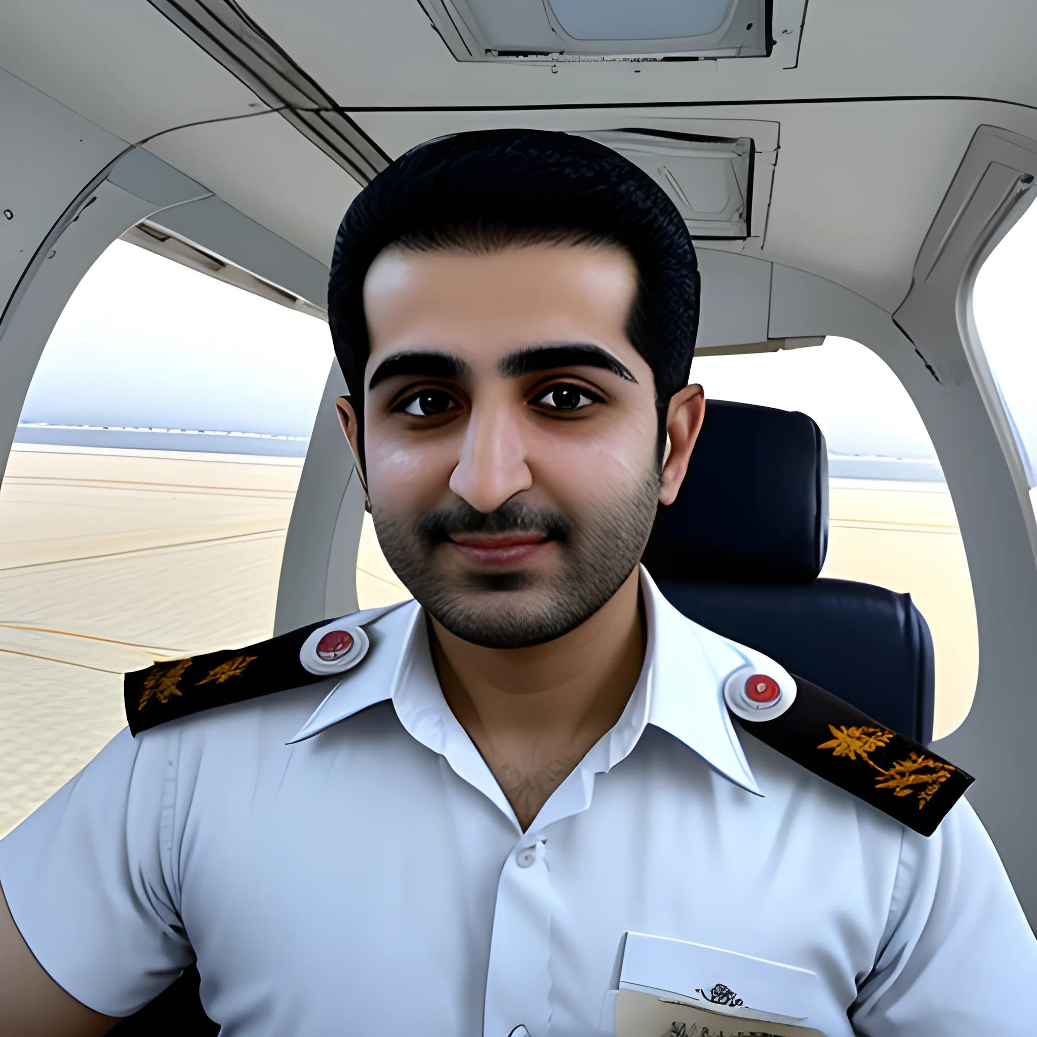 Pilot Mohammad Faridzadeh in the plane