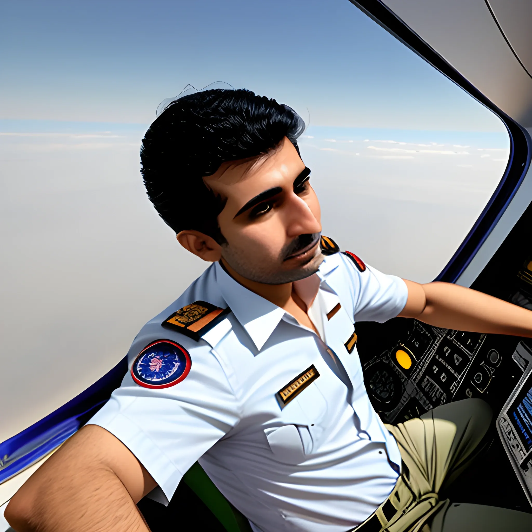 Pilot Mohammad Faridzadeh in the plane