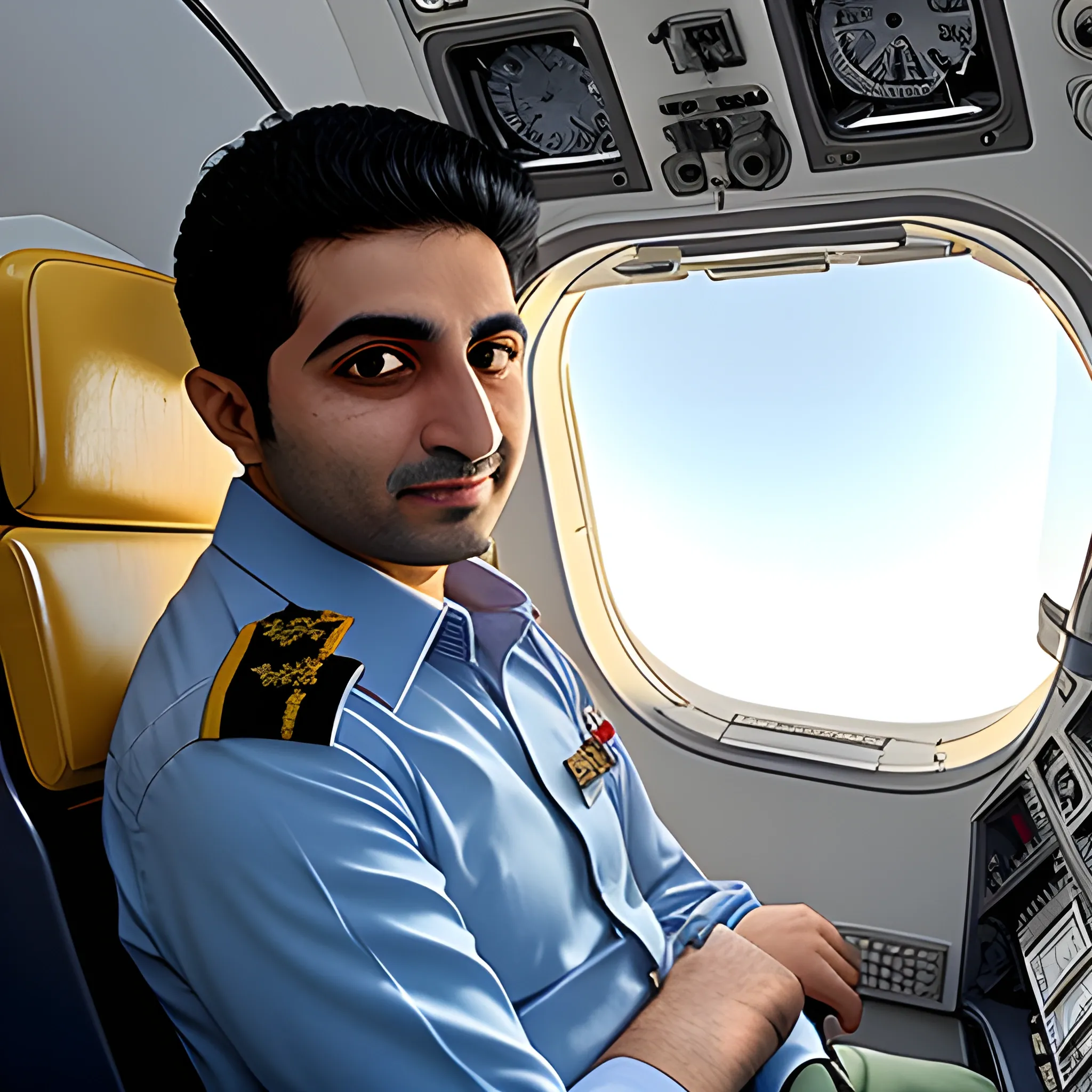 Pilot Mohammad Faridzadeh in the plane