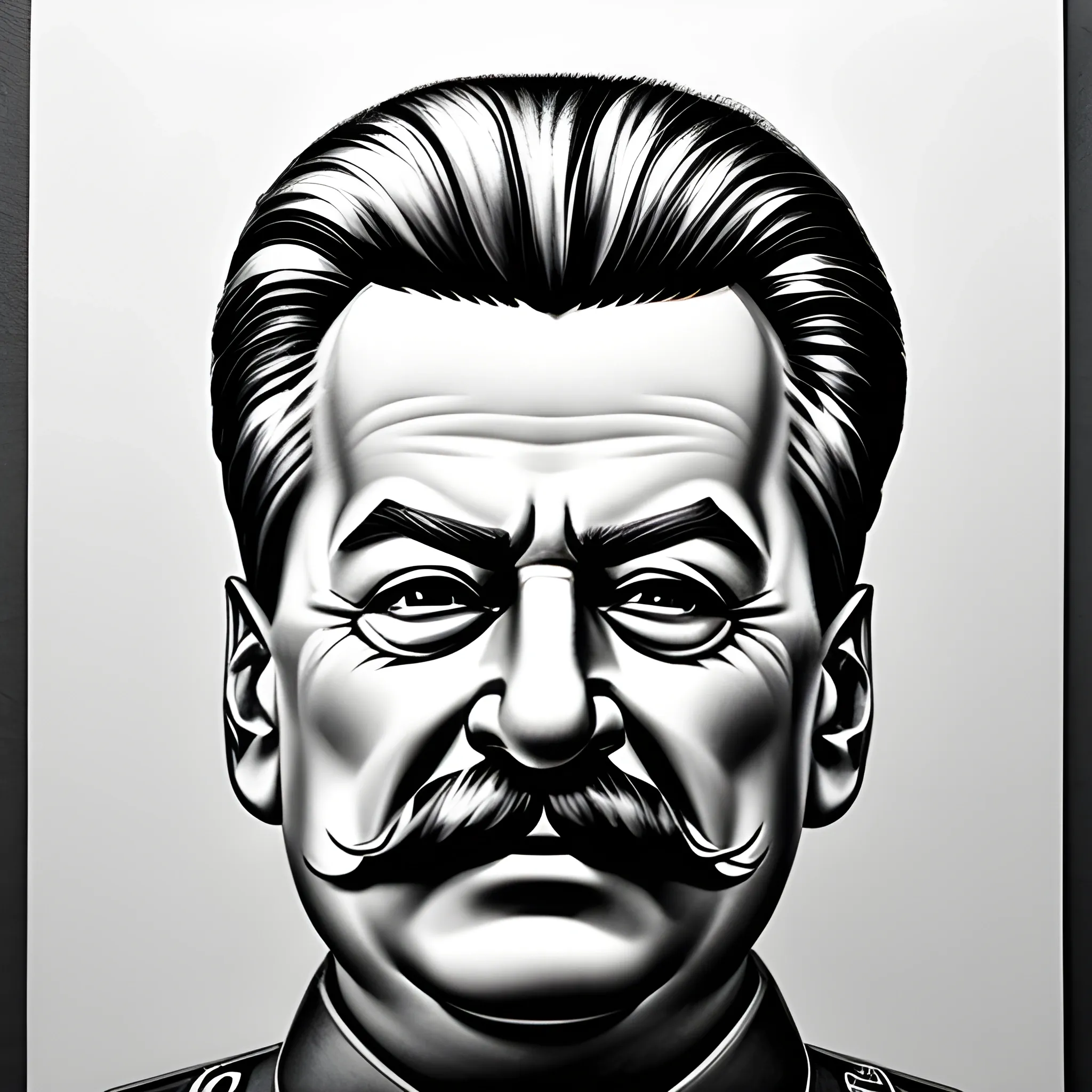 stalin, Pencil Sketch, 3D