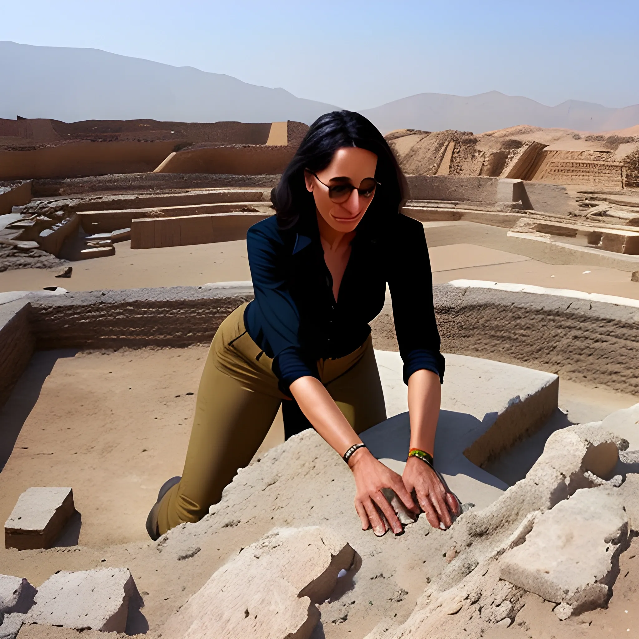 Archaeologist 
-Ancient excavation site iran-
exploring - girl jean