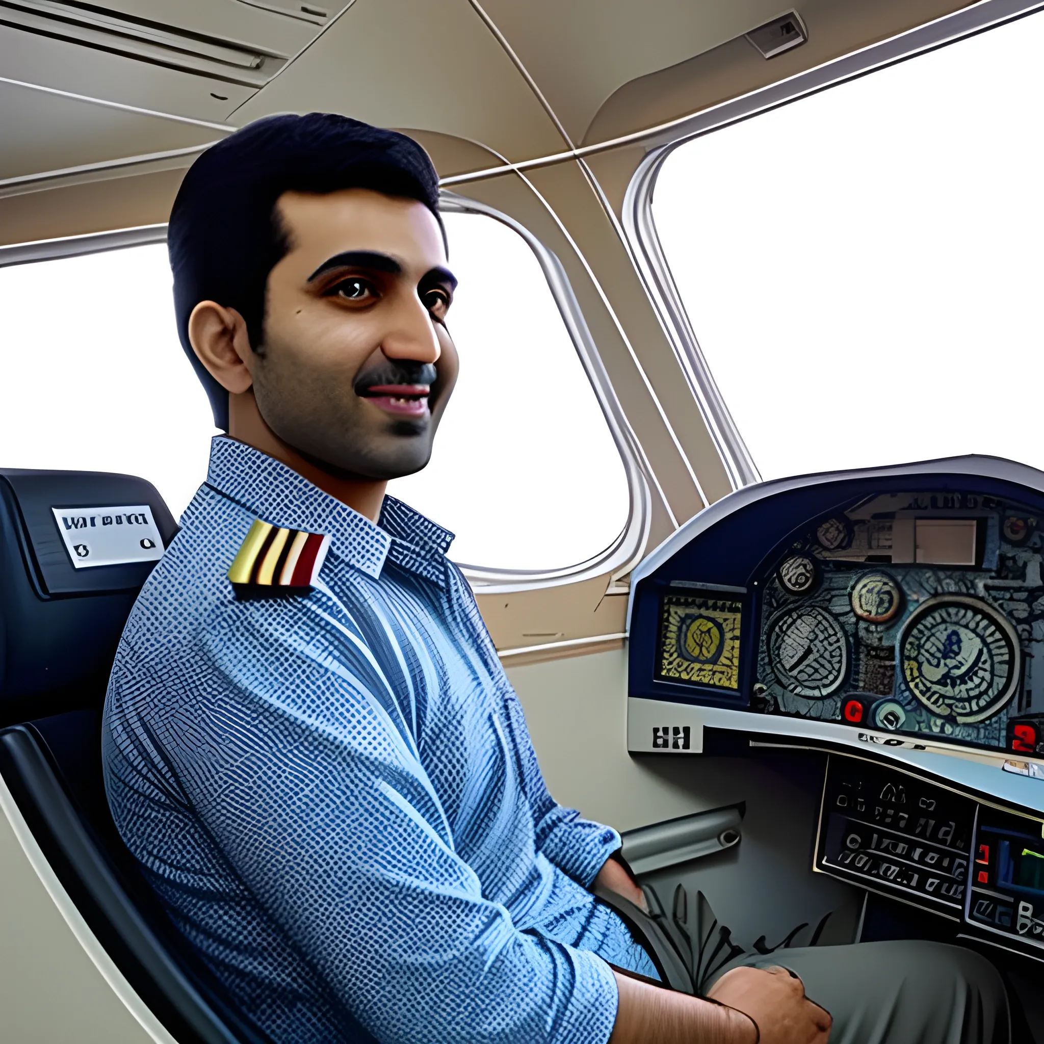 Pilot Mohammad Faridzadeh in the plane