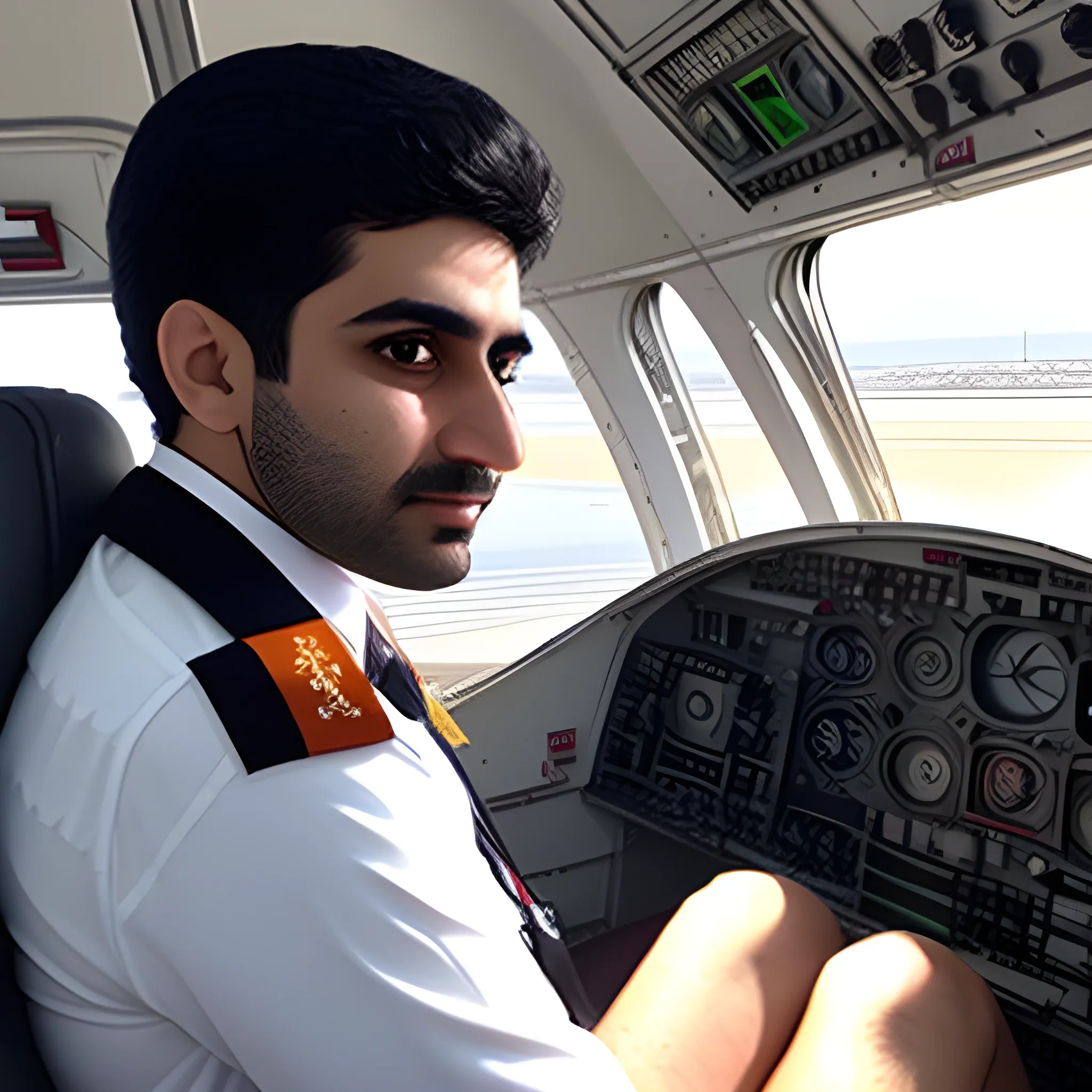 Pilot Mohammad Faridzadeh in the plane