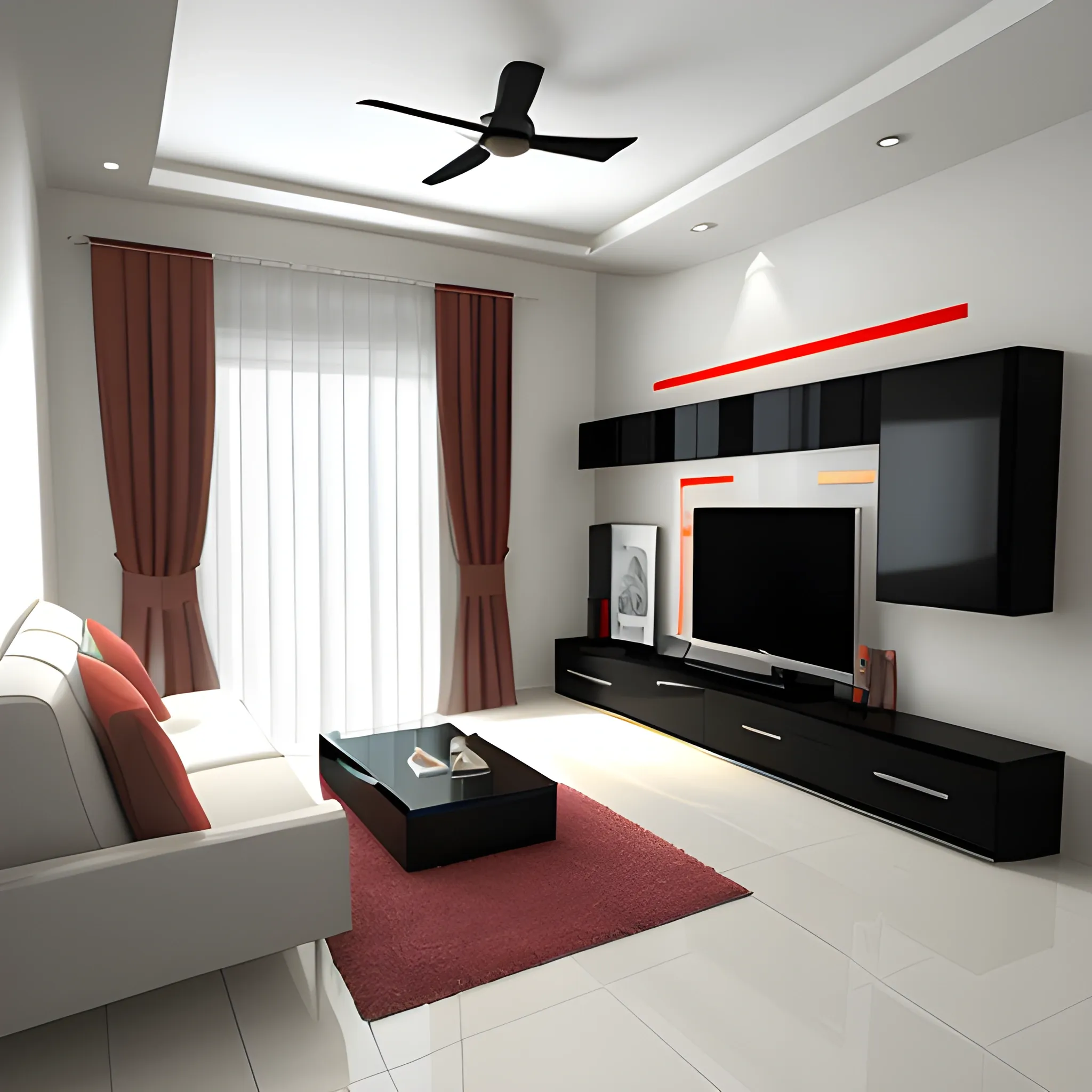 , 3D, modern room,