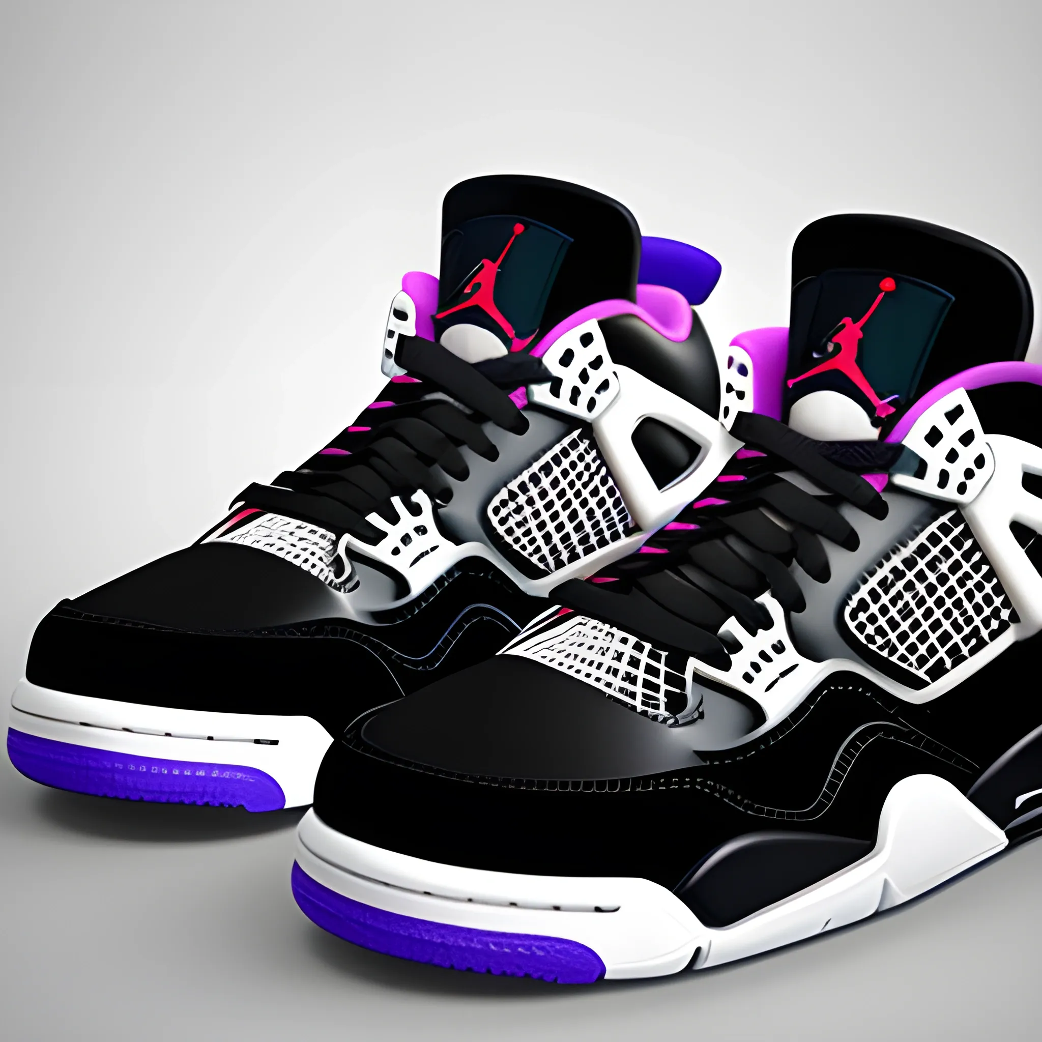 Jordan shoes retro 4 in the style of a 80s, 1980s, hi quality resolution, hi detailed, 3D