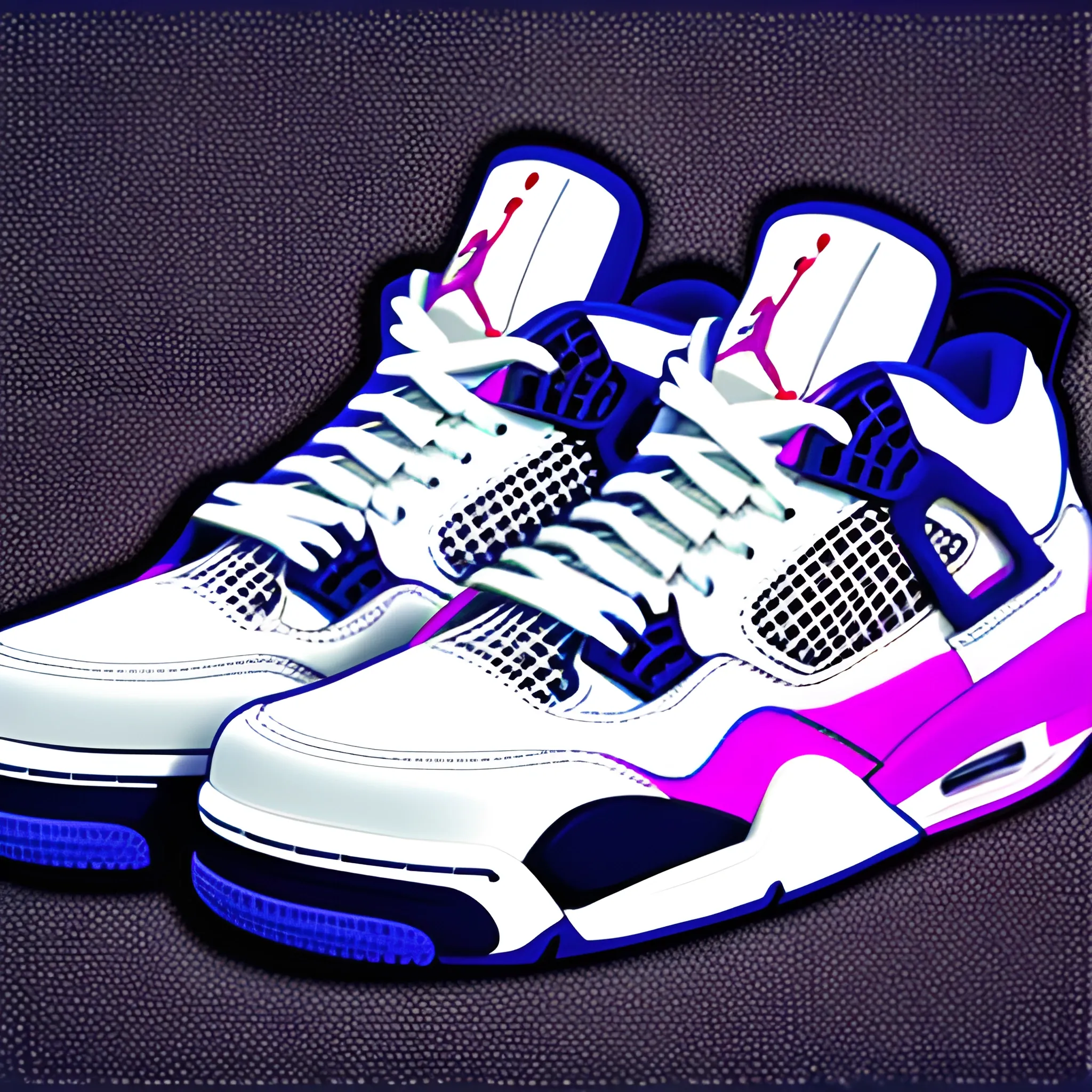 Jordan shoes retro 4 in the style of a 80s, 1980s, hi quality resolution, hi detailed, , Trippy