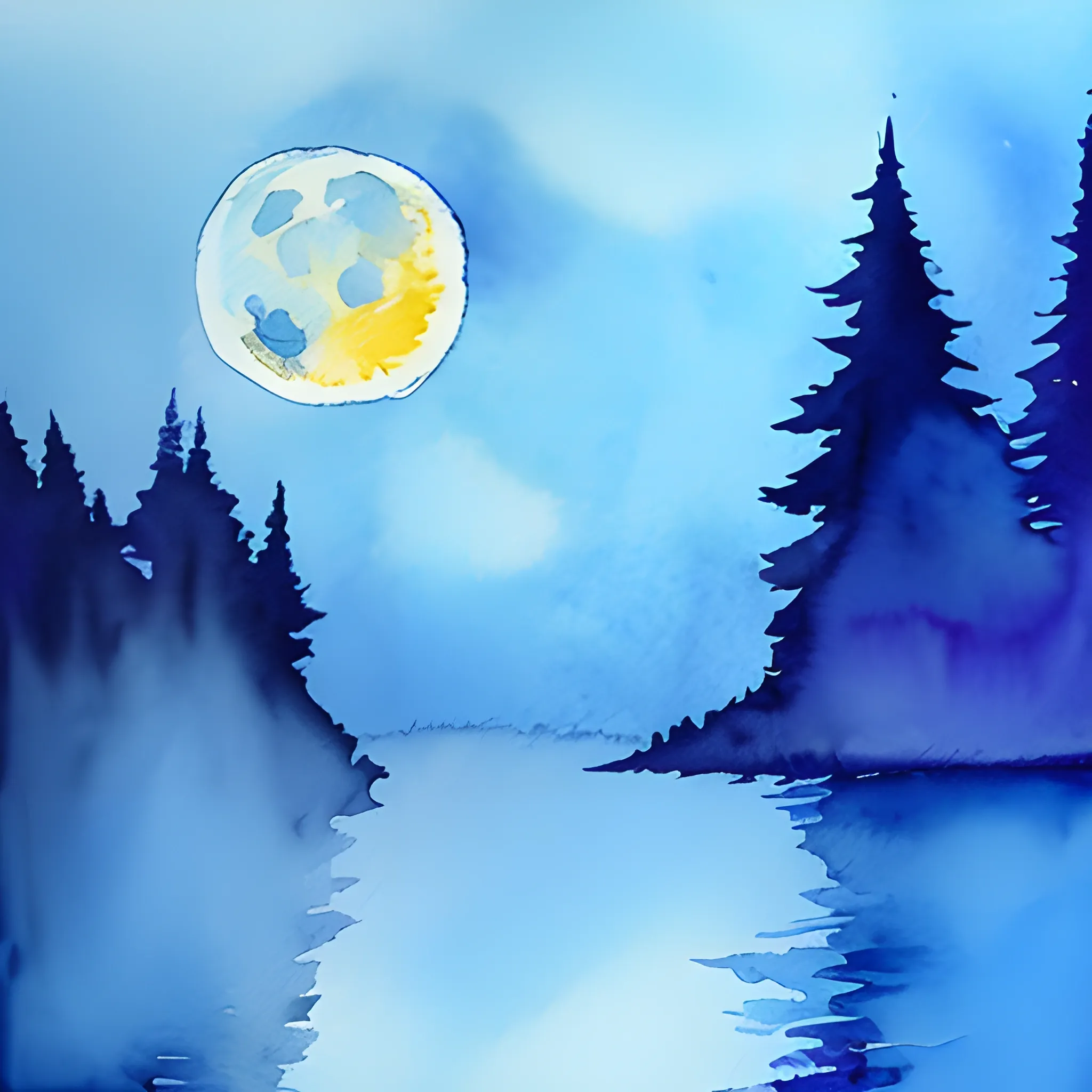 Blue moon, Water Color