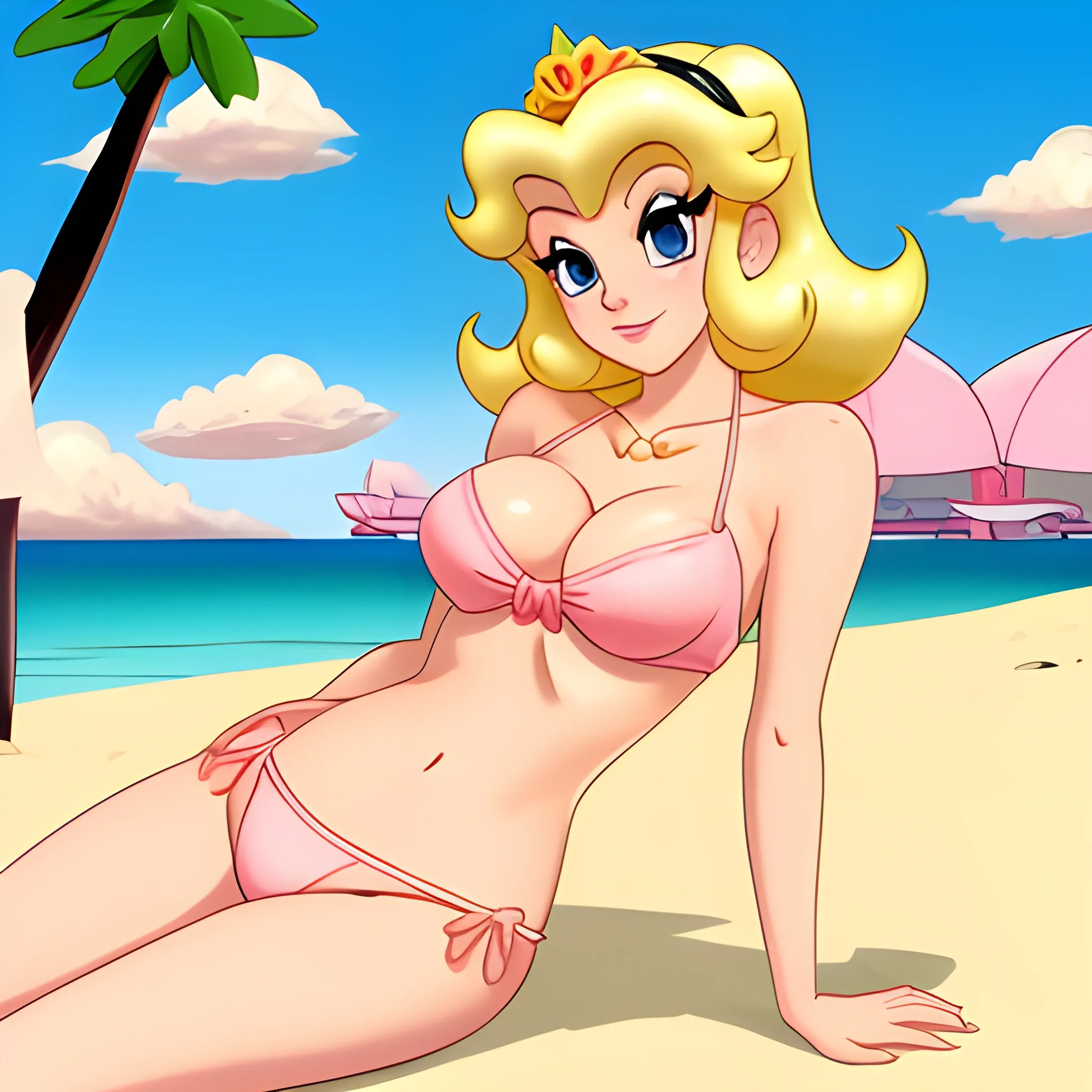 sexy,princess peach,bikini, Cartoon,showing panties 