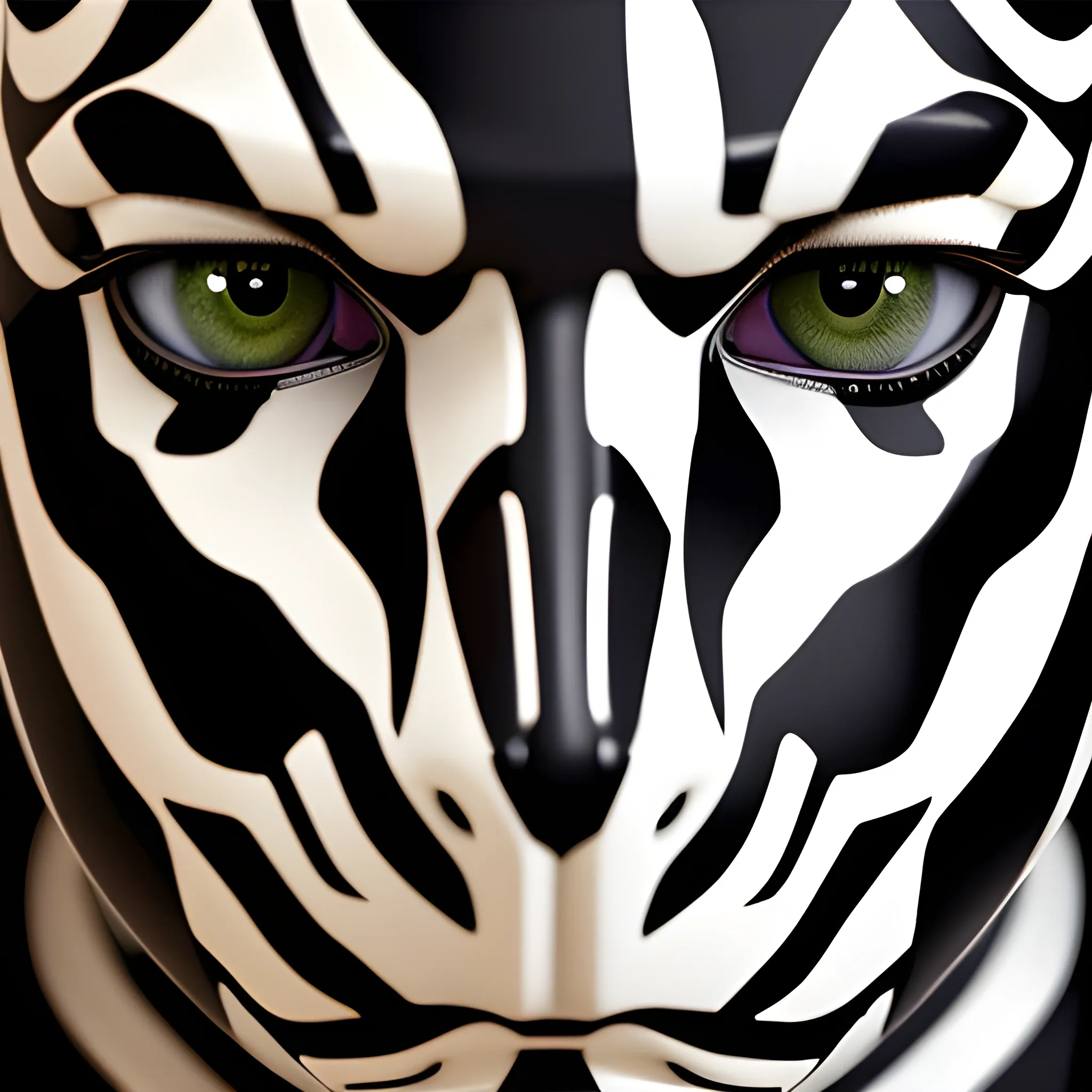 Close-up of beautiful zebra robot with alpha robot face, beautiful and indifferent, hard eyes, battlefield, ultra high definition 128k