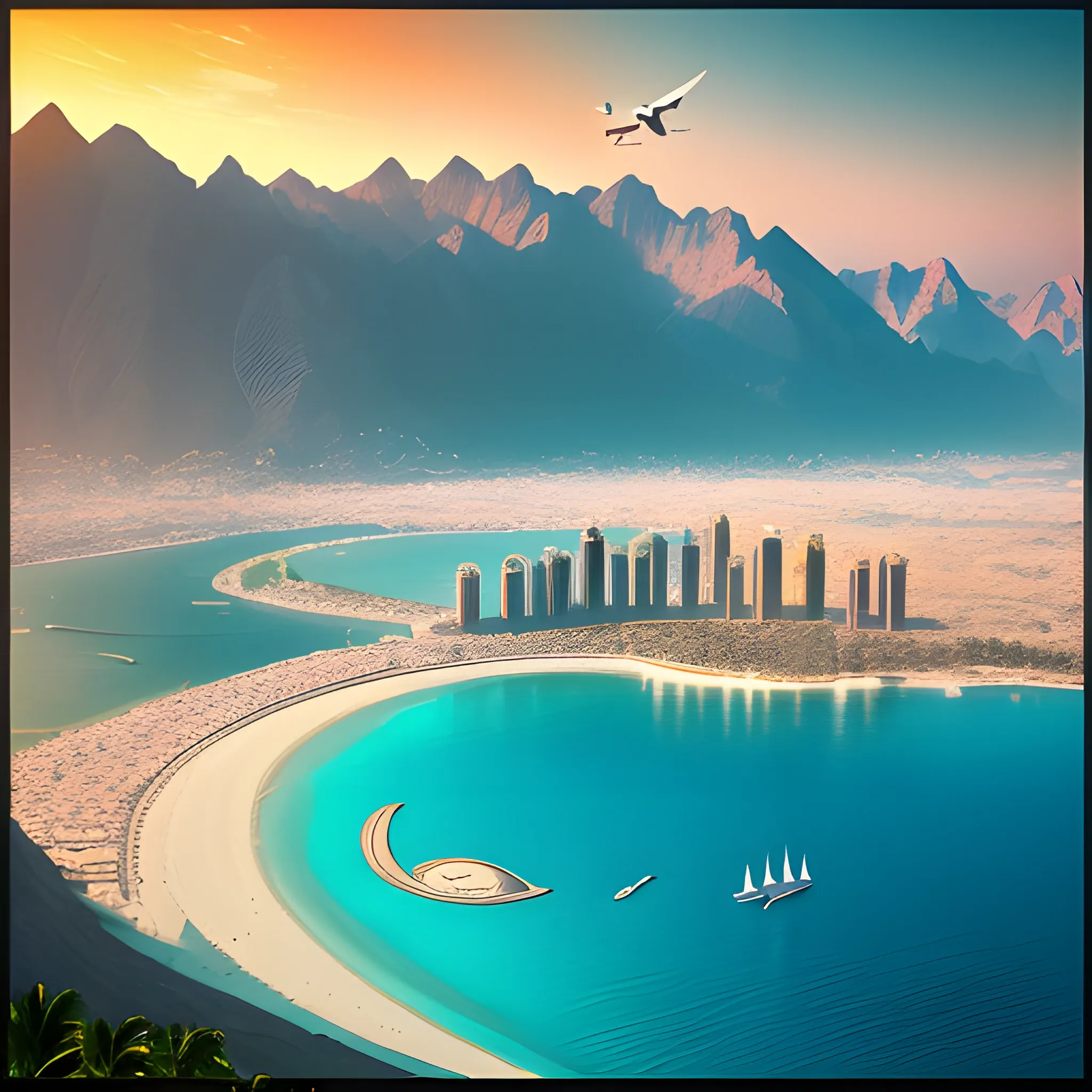 mountains, tourists, lake, beach, vacation, coconuts, plane, birds, tropics, burning yachts, Dubai 8k
