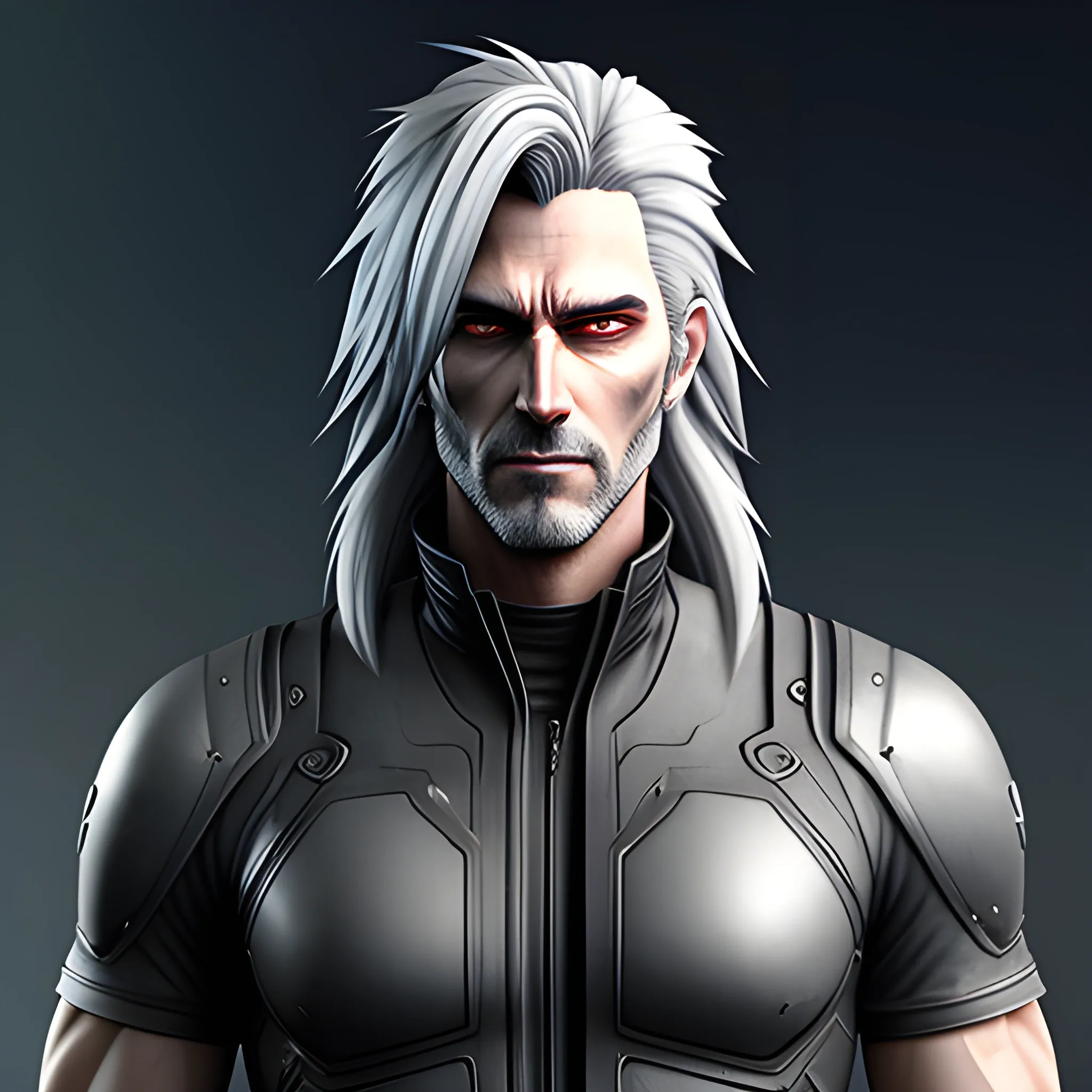 anime male youth, long gray hair, realistic, 3d, smoke flowing post-apocalyptic gradient